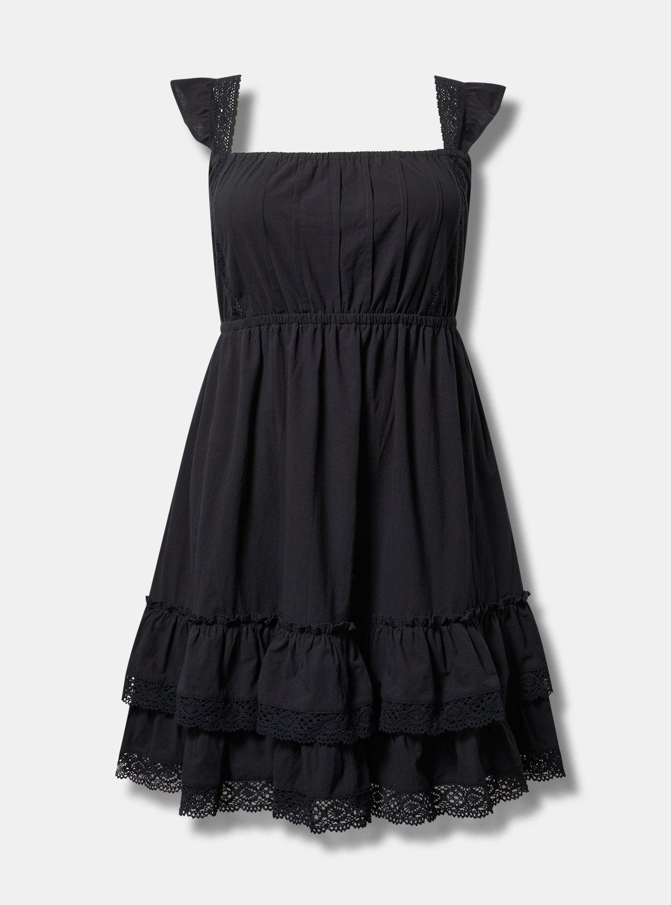 Mini Cotton Tiered Lace-Trim Dress