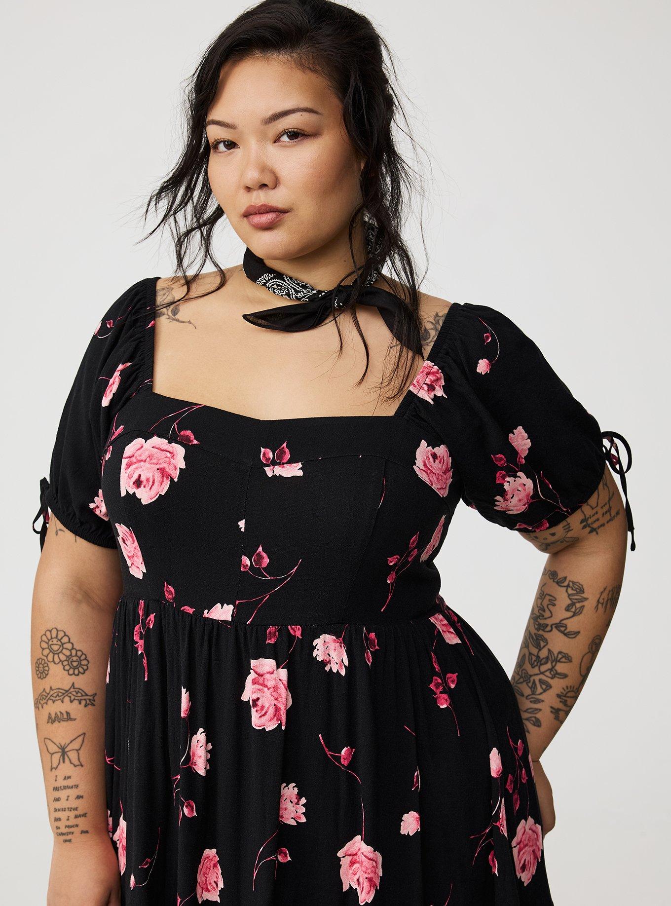 Mini Tie Puff-Sleeve Dress
