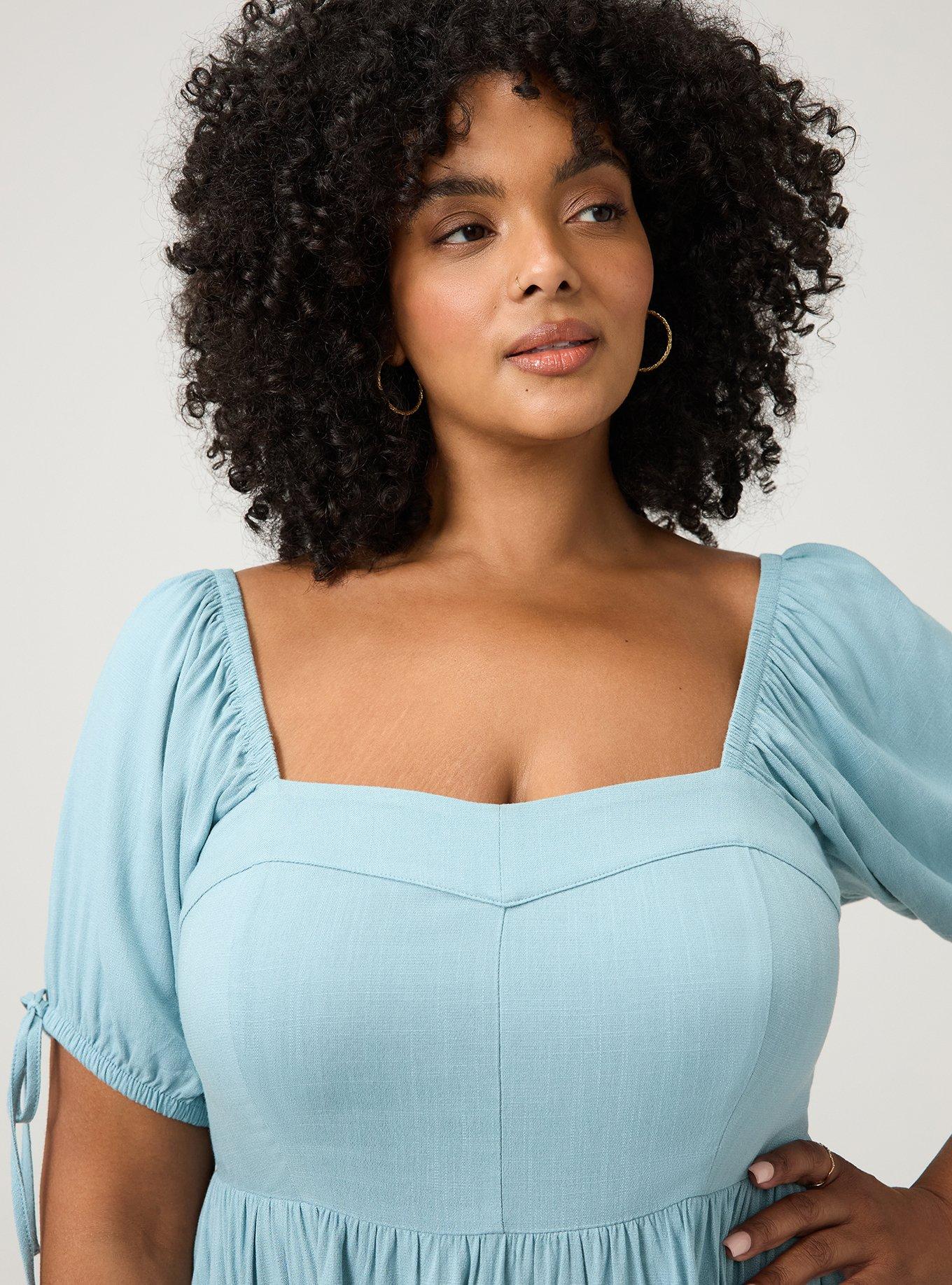 Puff Sleeve Tie Mini Dress, STONE BLUE, alternate