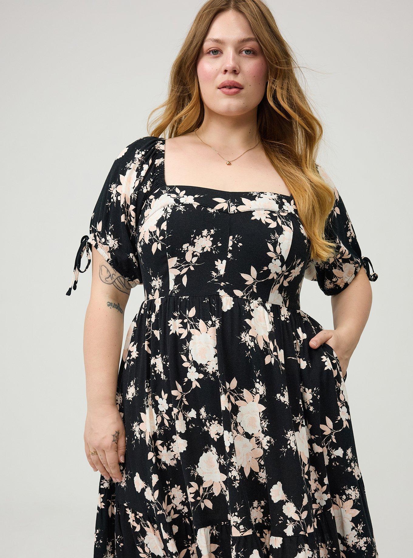 Puff Sleeve Tie Mini Dress, ILLUMINATED FLORAL BLACK, alternate