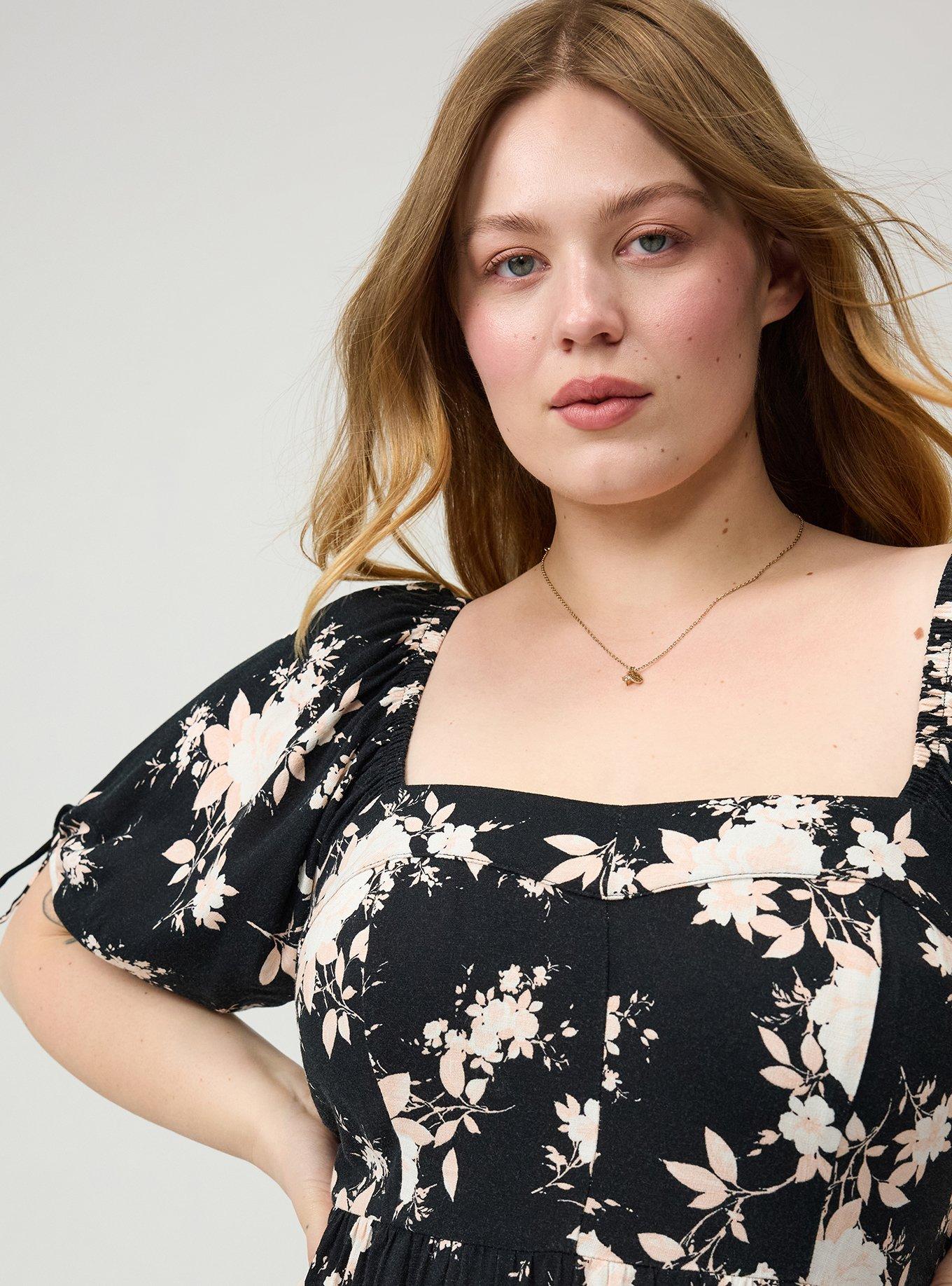 Puff Sleeve Tie Mini Dress, ILLUMINATED FLORAL BLACK, alternate