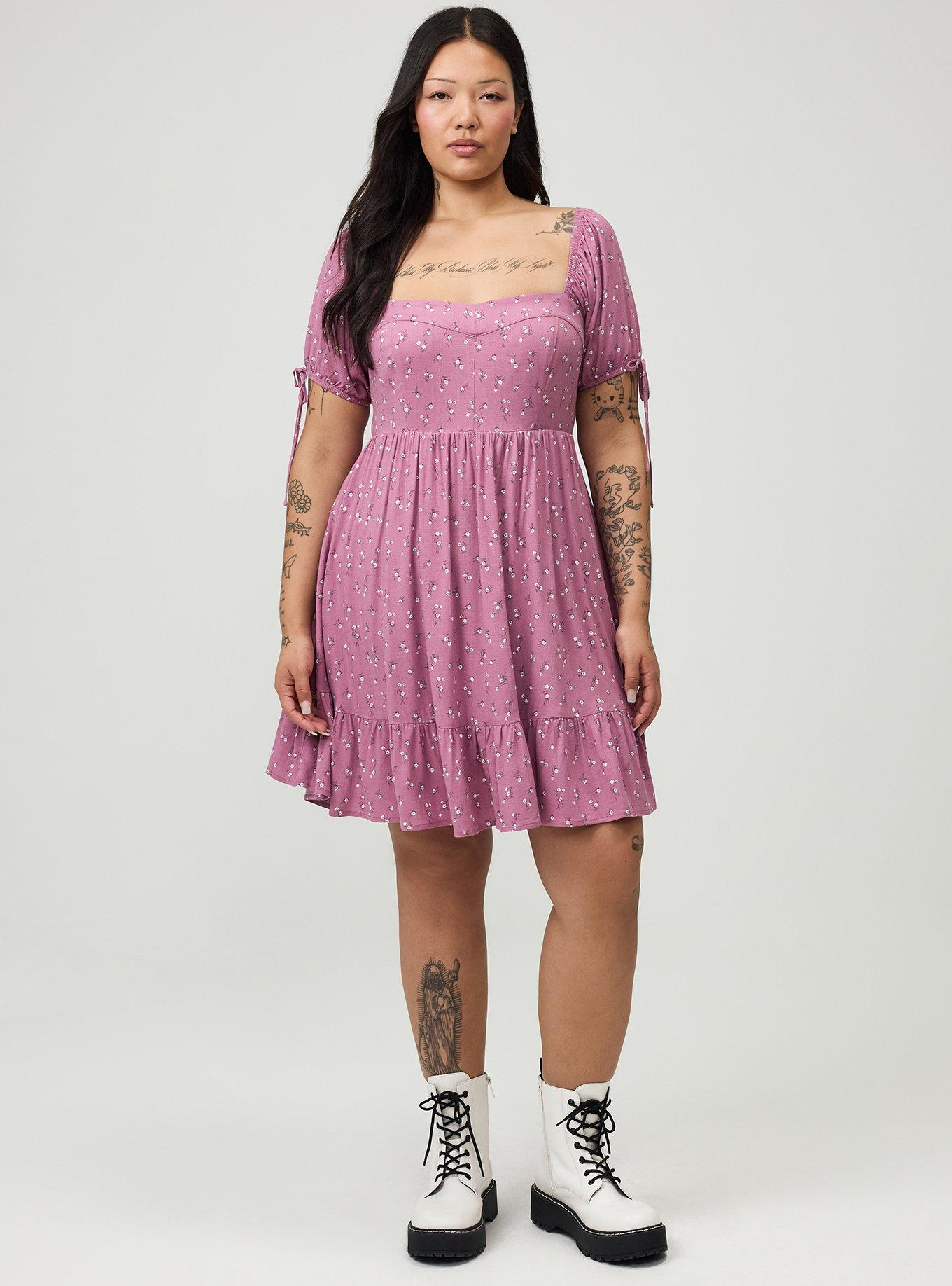 Puff Sleeve Tie Mini Dress, WHEAT GRASS FLORAL PLUM, alternate