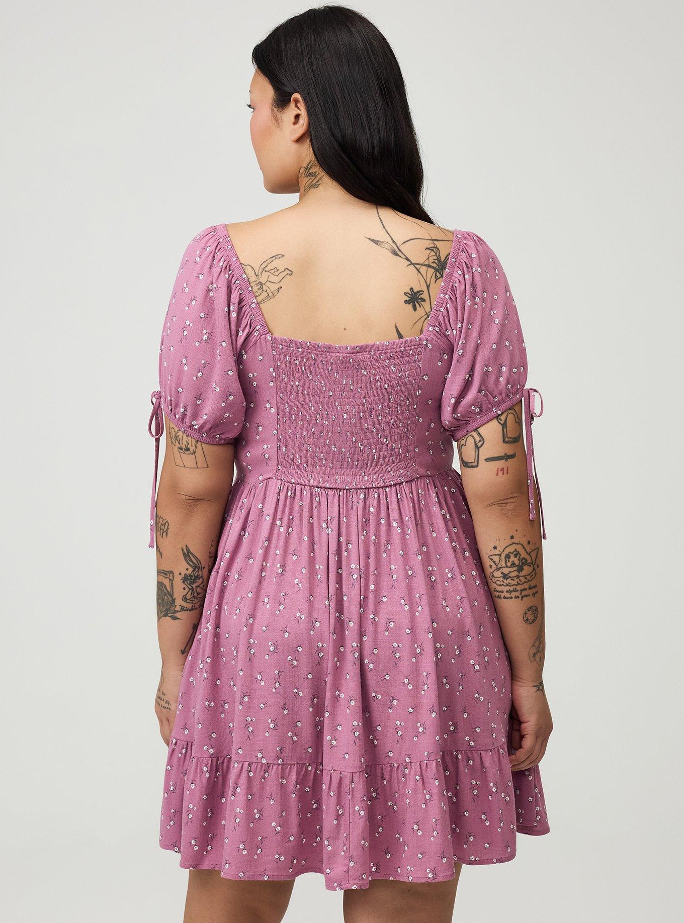 Puff Sleeve Tie Mini Dress, WHEAT GRASS FLORAL PLUM, alternate