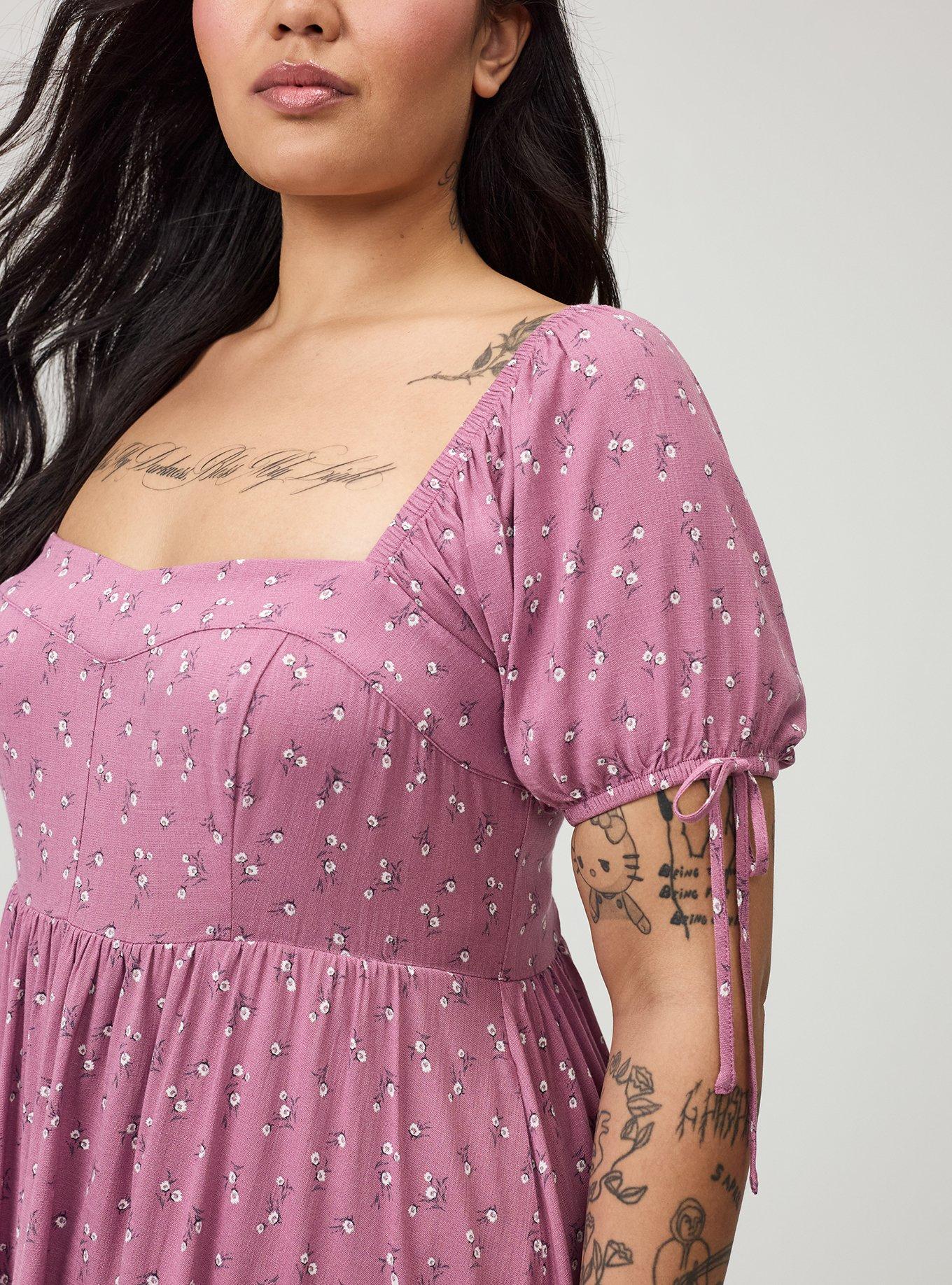 Puff Sleeve Tie Mini Dress, WHEAT GRASS FLORAL PLUM, alternate
