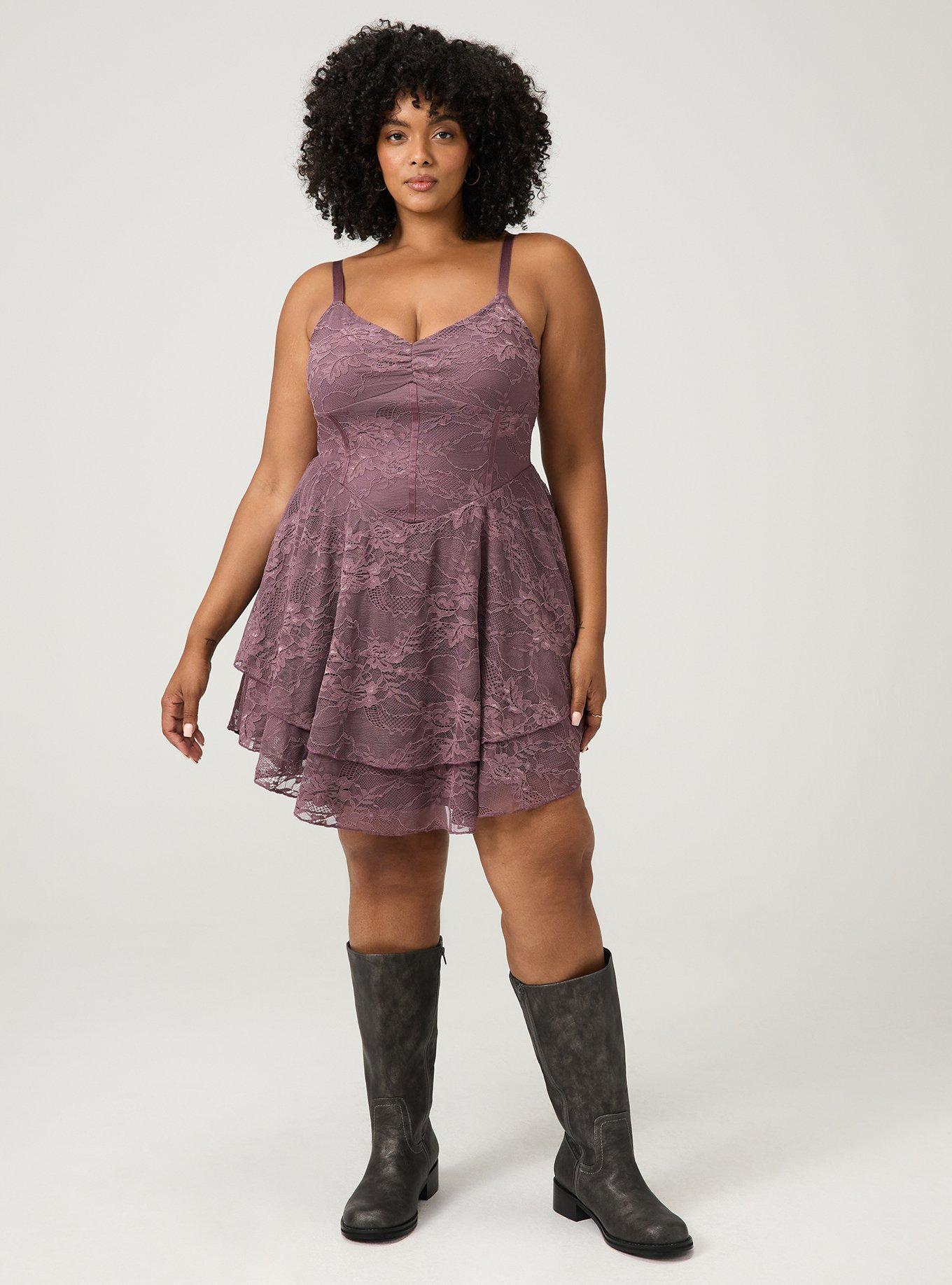 Lace Corset Tiered Mini Dress, FLINT, hi-res