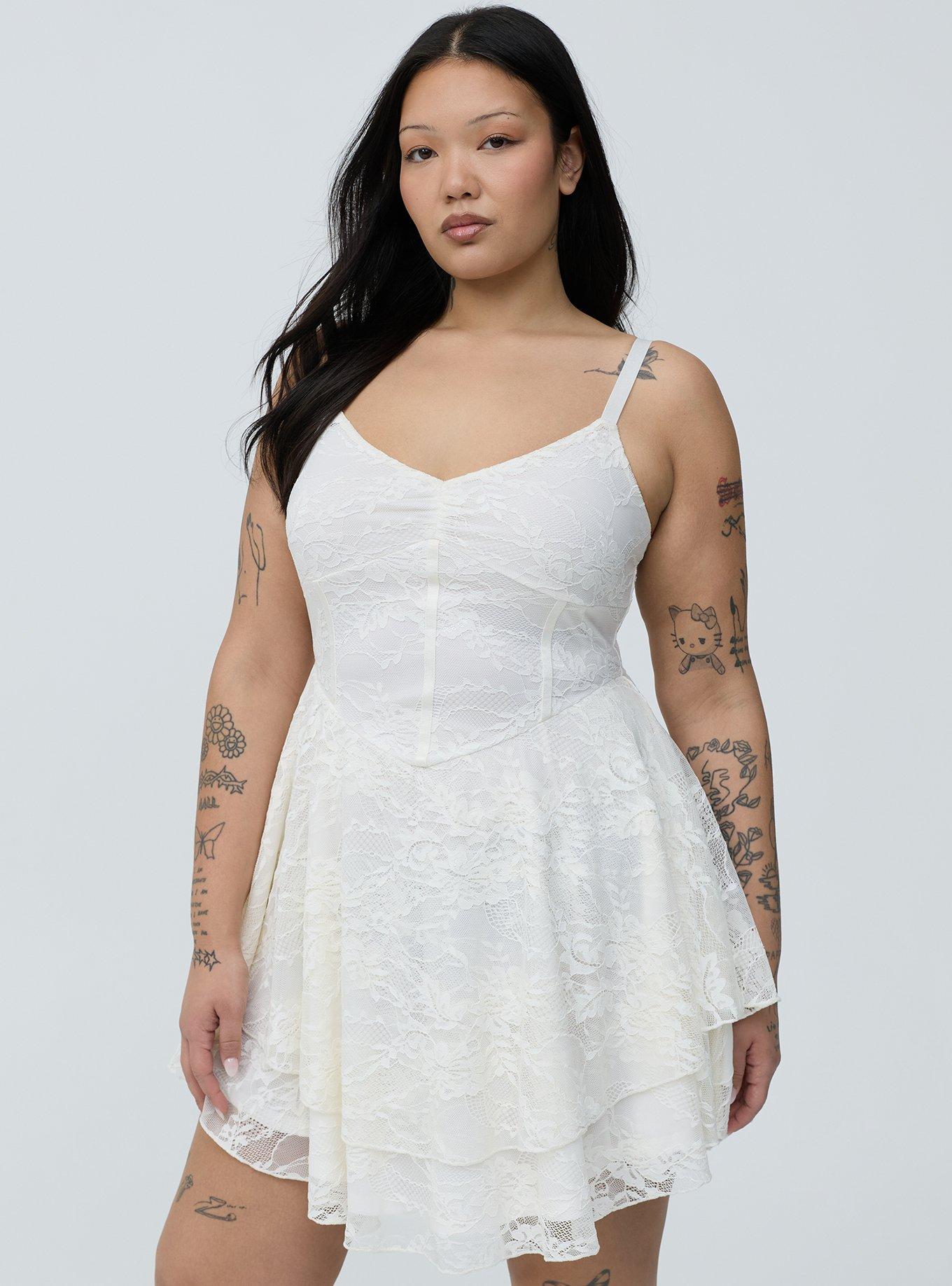 Plus Size - Lace Corset Tiered Mini Dress - Torrid