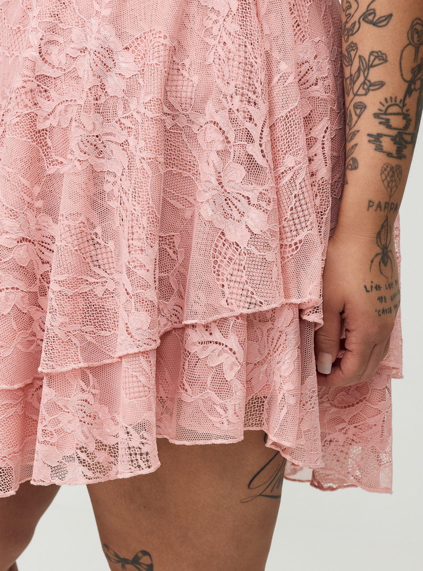 Lace Corset Tiered Mini Dress, SILVER PINK, alternate
