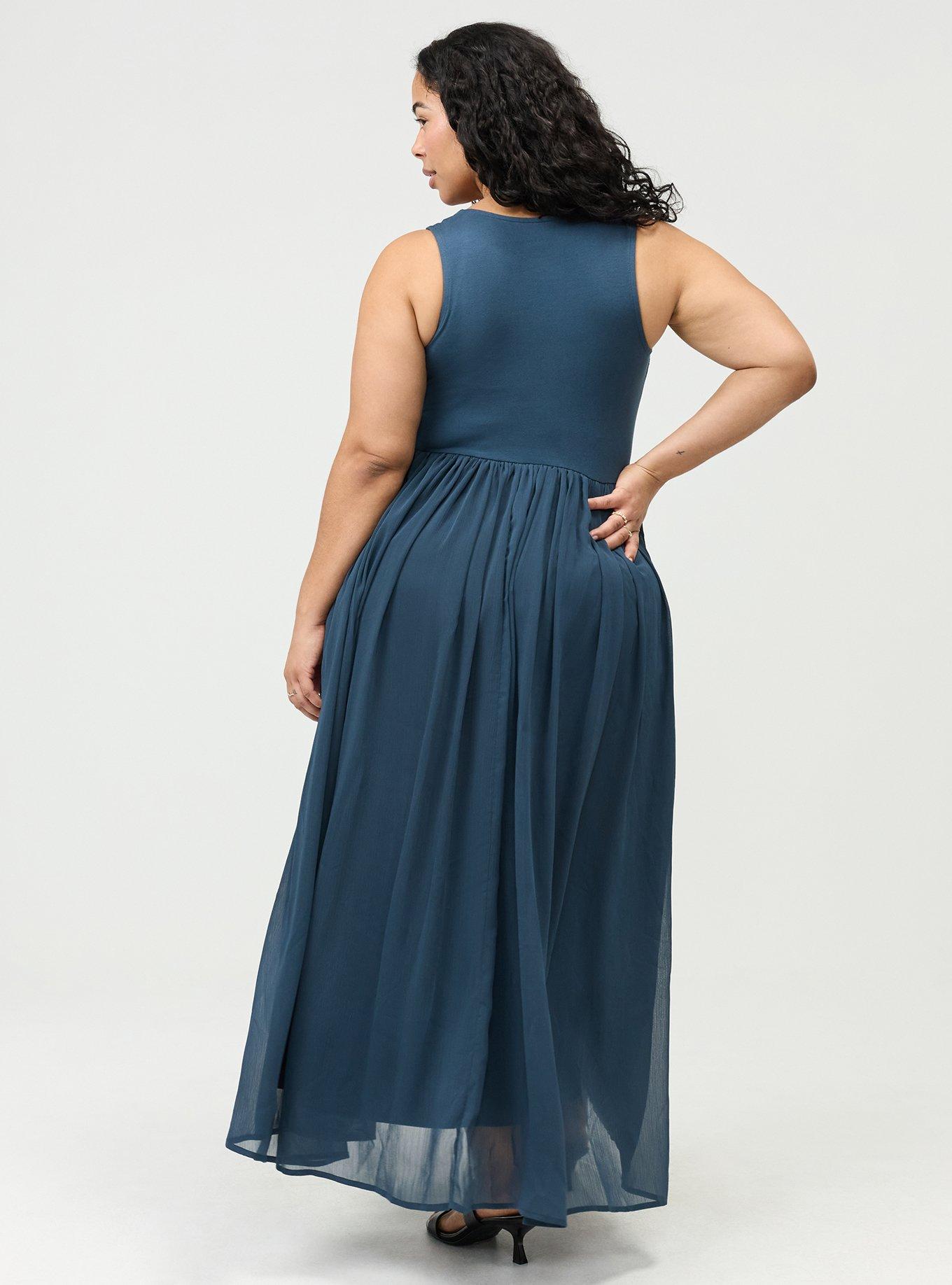 Textured Chiffon Maxi Dress, MIDNIGHT NAVY, alternate