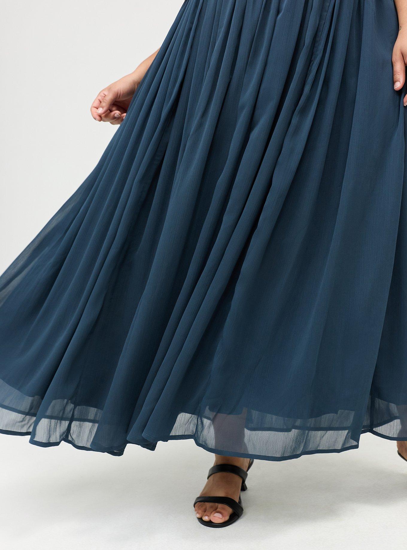 Textured Chiffon Maxi Dress, MIDNIGHT NAVY, alternate