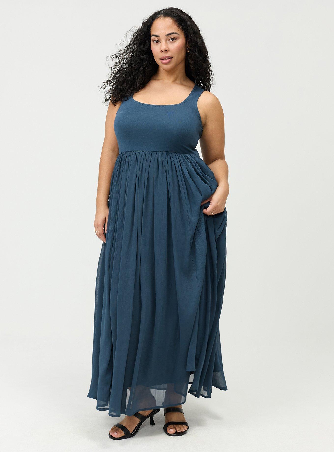 Textured Chiffon Maxi Dress, MIDNIGHT NAVY, alternate