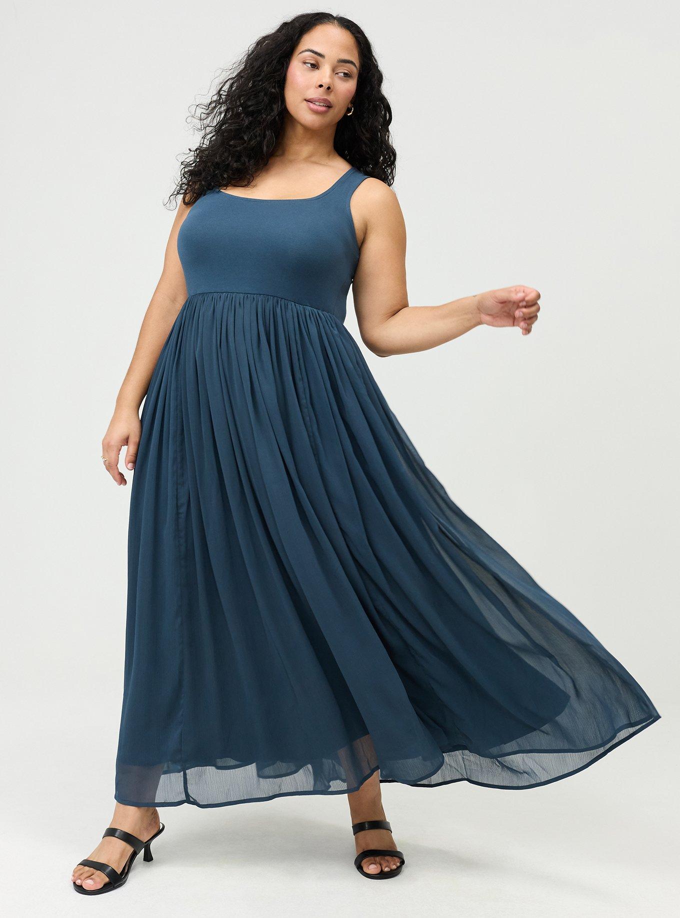 Textured Chiffon Maxi Dress, MIDNIGHT NAVY, hi-res