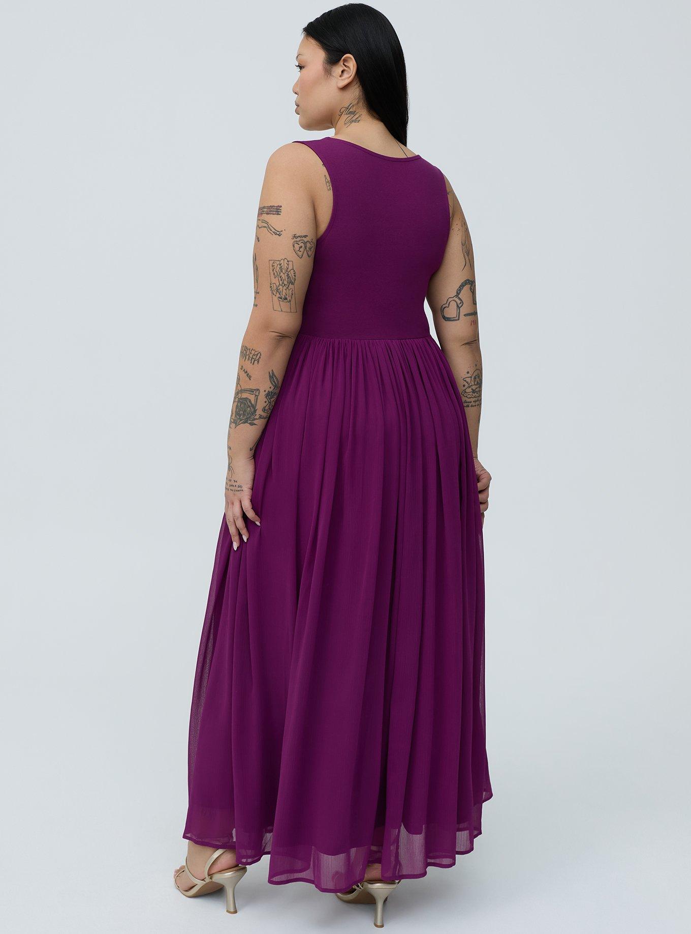 Textured Chiffon Maxi Dress, PLUM CASPIA, alternate