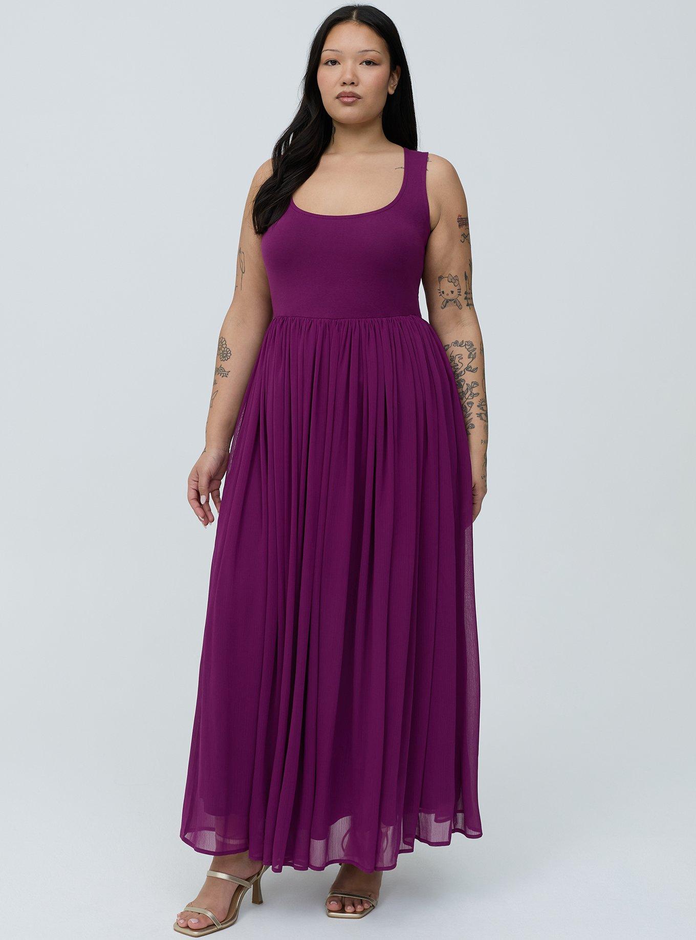 Textured Chiffon Maxi Dress, PLUM CASPIA, hi-res