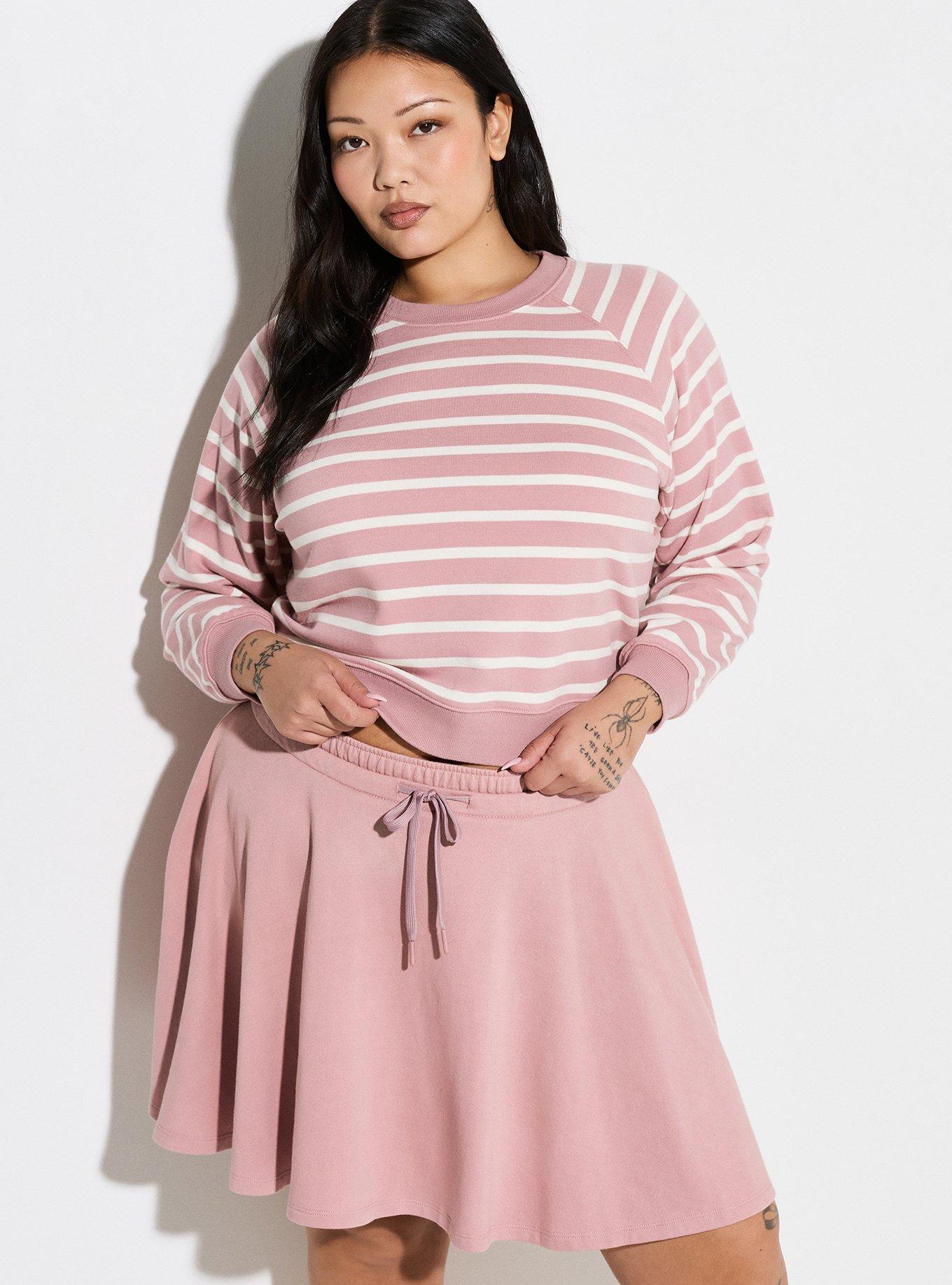 Plus Size LoveSick Crew Sweatshirt, WOODROSE STRIPES, hi-res