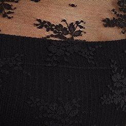 Plus Size Sheer Lace High Neck Top, DEEP BLACK, swatch