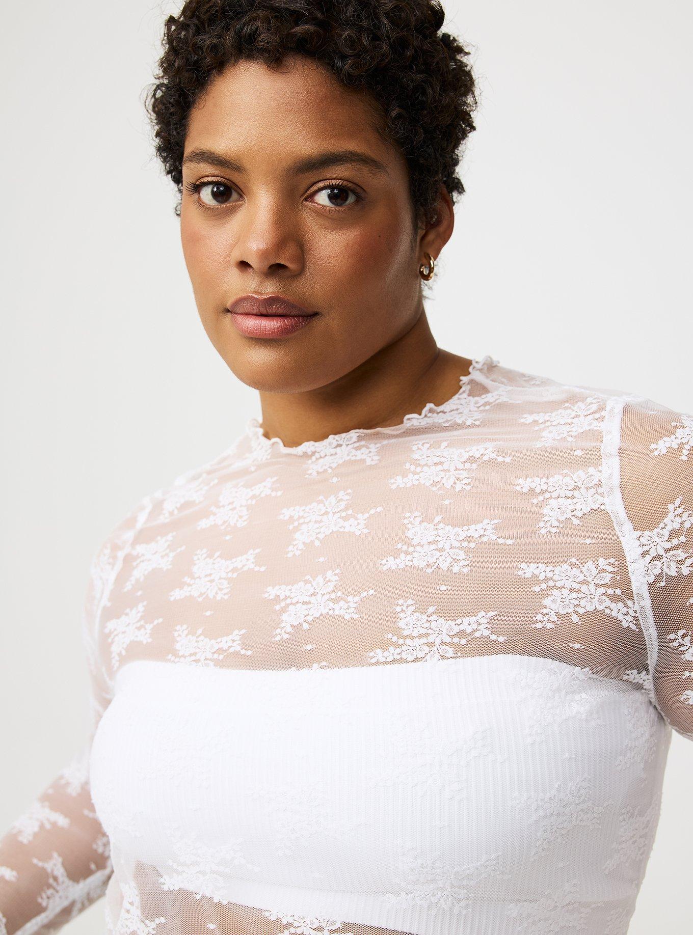 Sheer Lace High Neck Top
