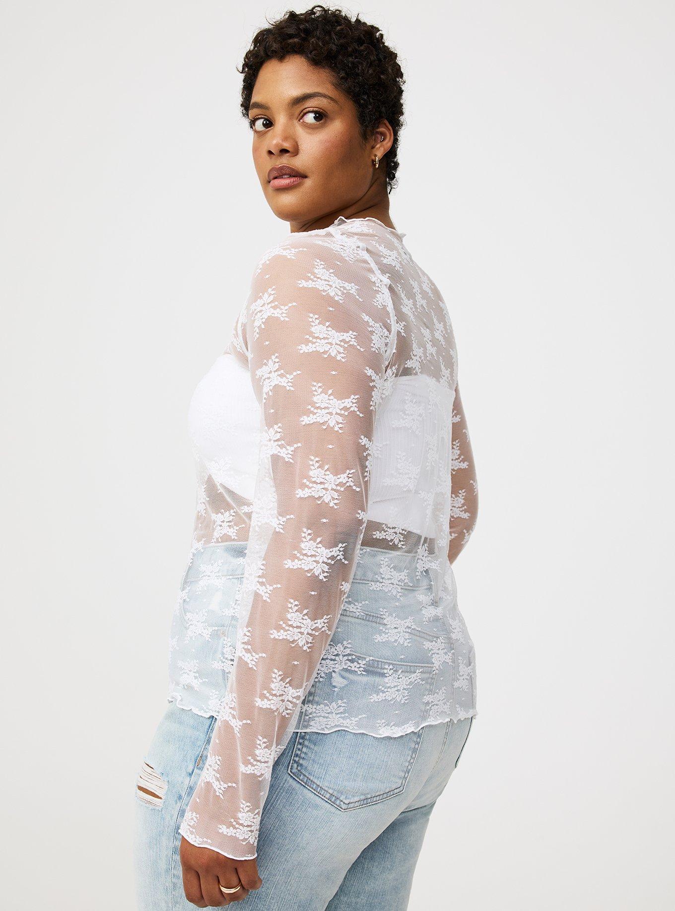 Sheer Lace High Neck Top