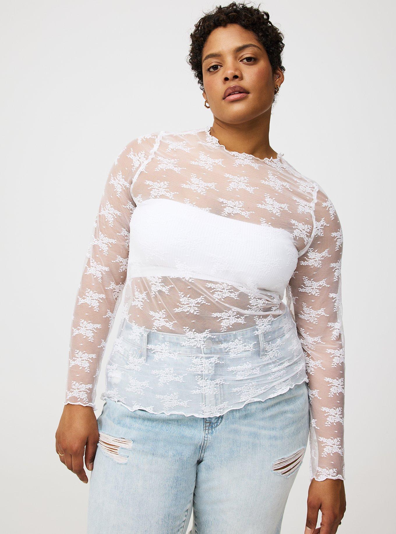Sheer Lace High Neck Top