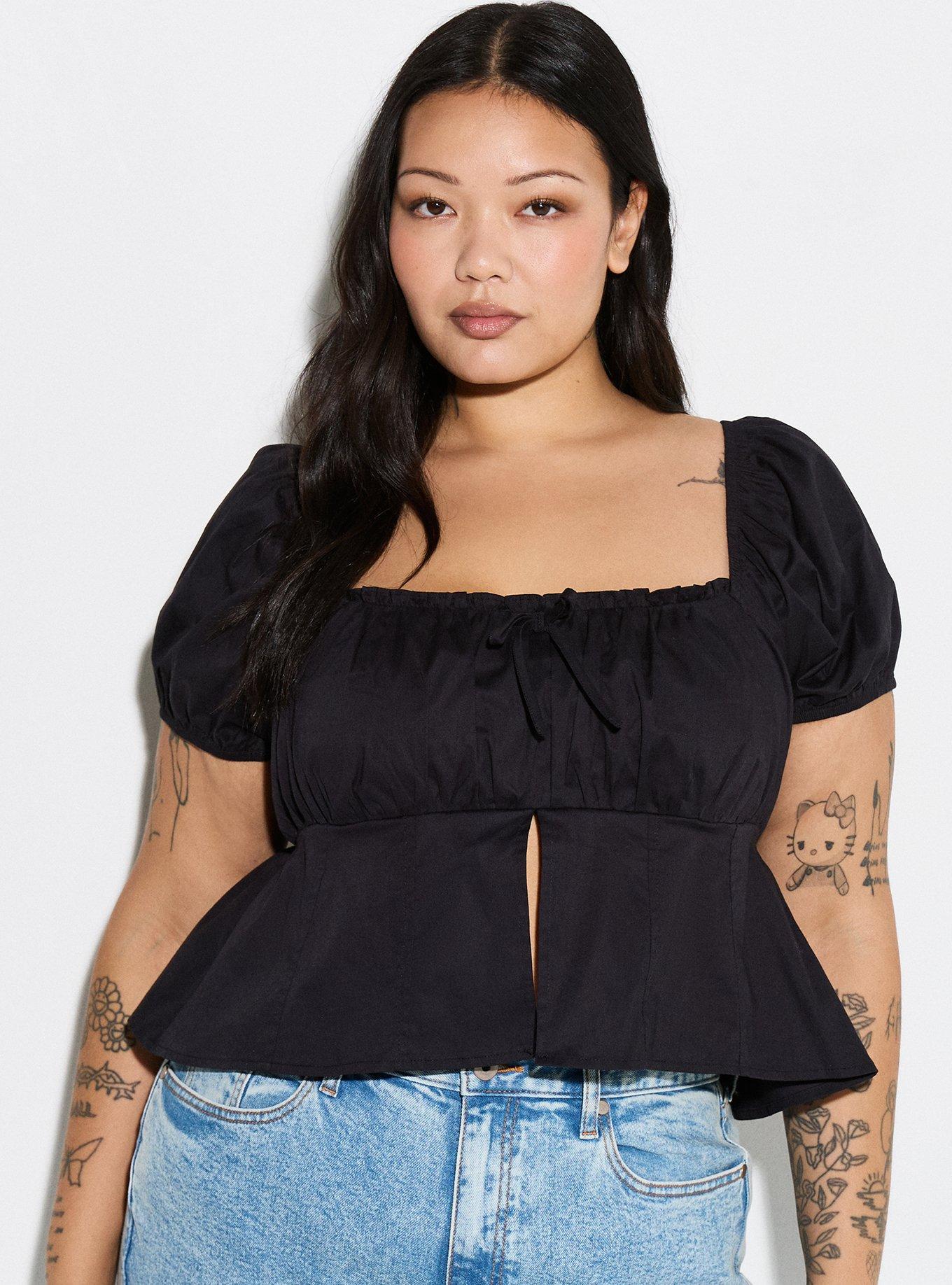 LoveSick Puff Sleeve Flyaway Top, DEEP BLACK, alternate