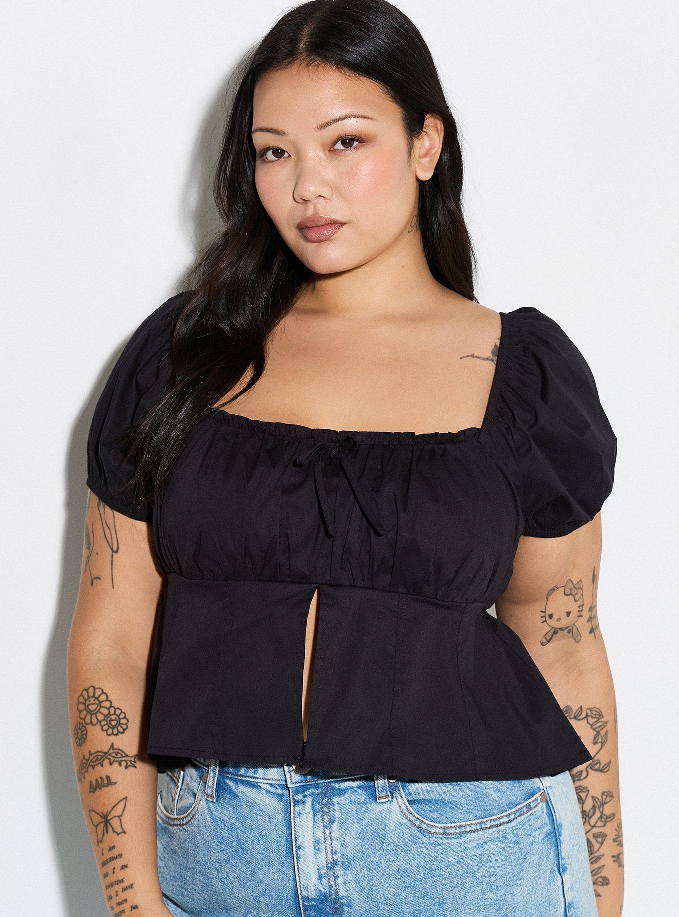 LoveSick Puff Sleeve Flyaway Top, DEEP BLACK, hi-res