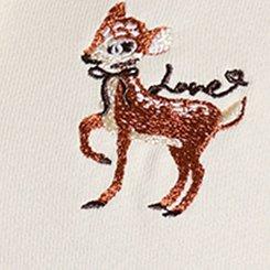 LoveSick Contrast Rib Pullover, EMBROIDERED DEER ANTIQUE WHITE, swatch