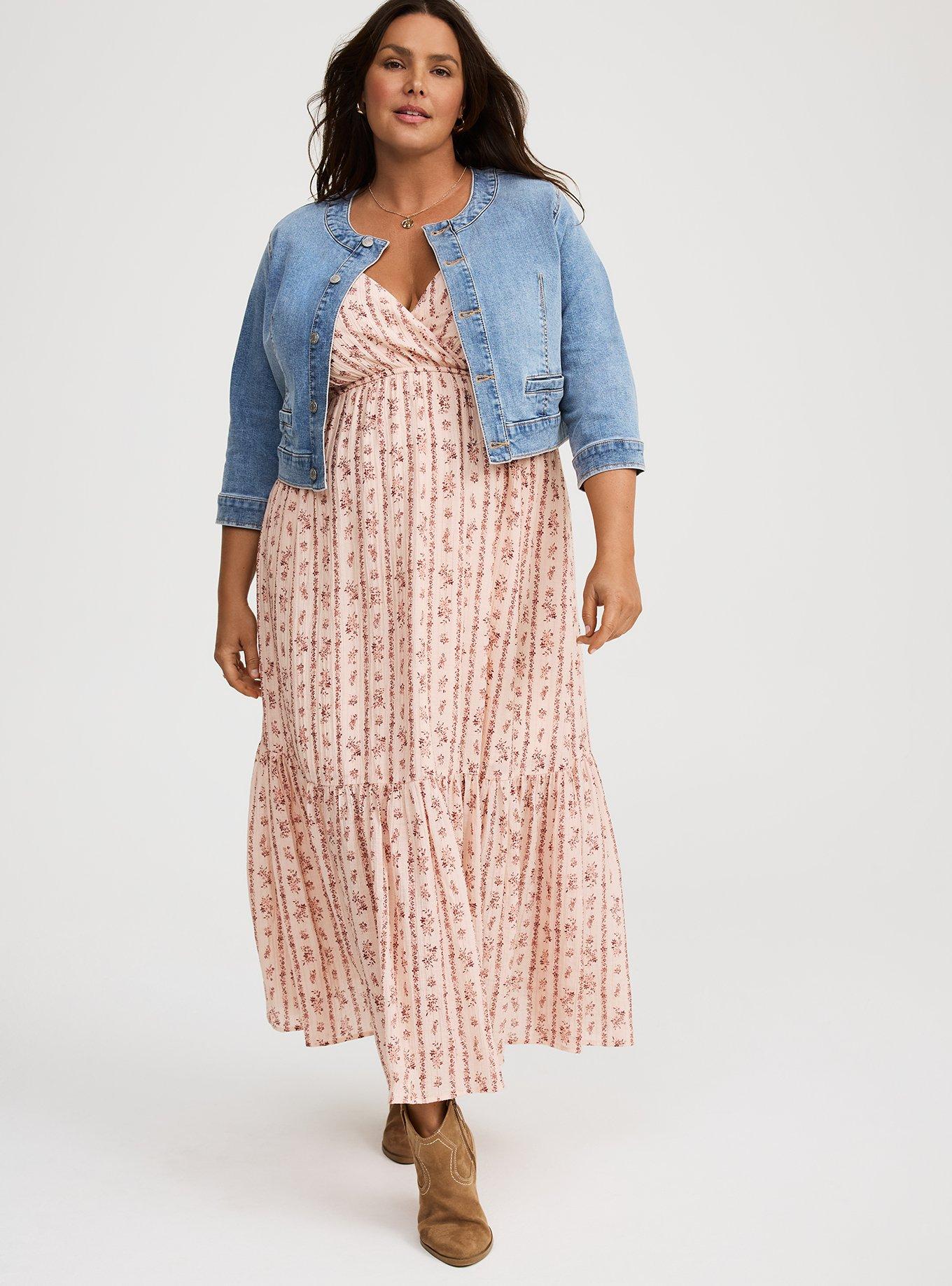 Cropped Collarless Denim Jacket