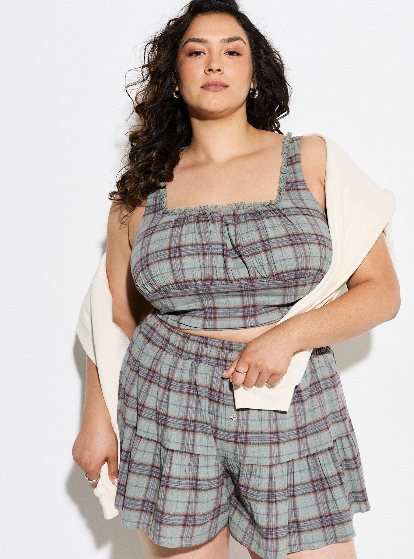 LoveSick Plaid Corset Top, GREENLEAF PLAID, hi-res