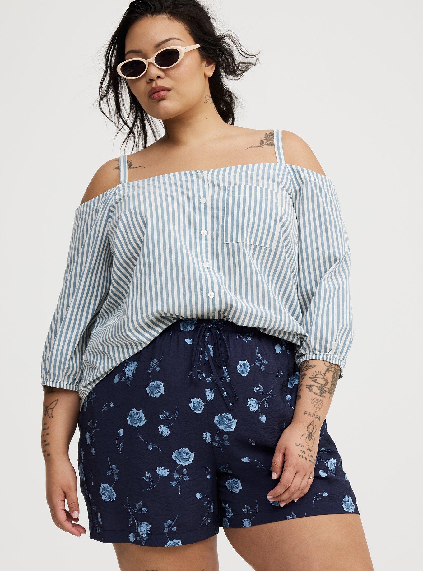Cold-Shoulder Button-Down Shirt