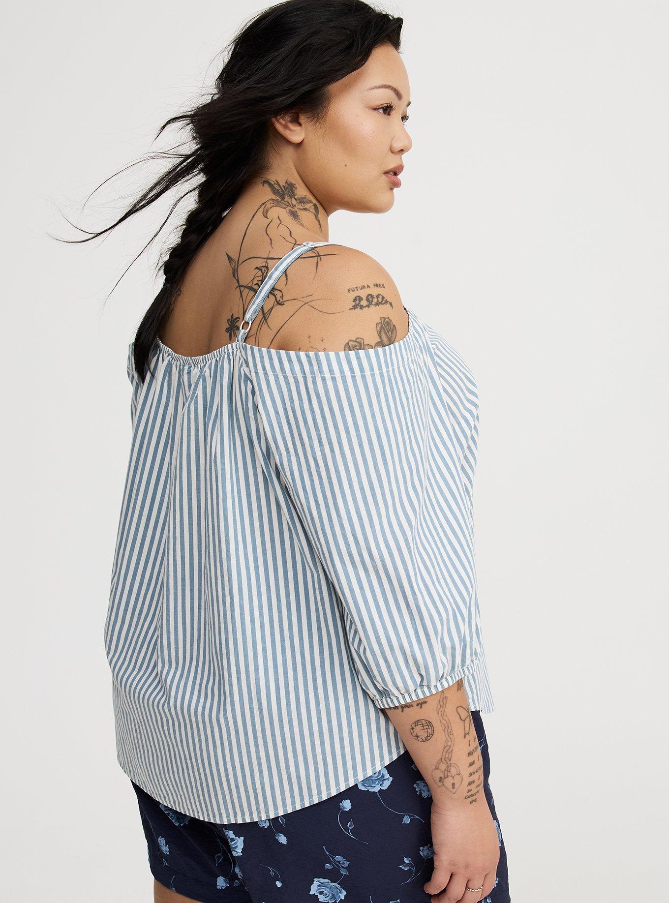Cold-Shoulder Button-Down Shirt