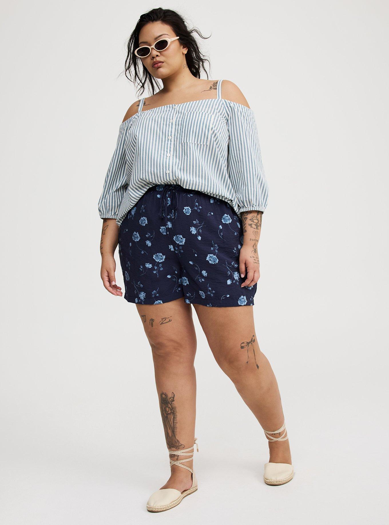 Cold-Shoulder Button-Down Shirt
