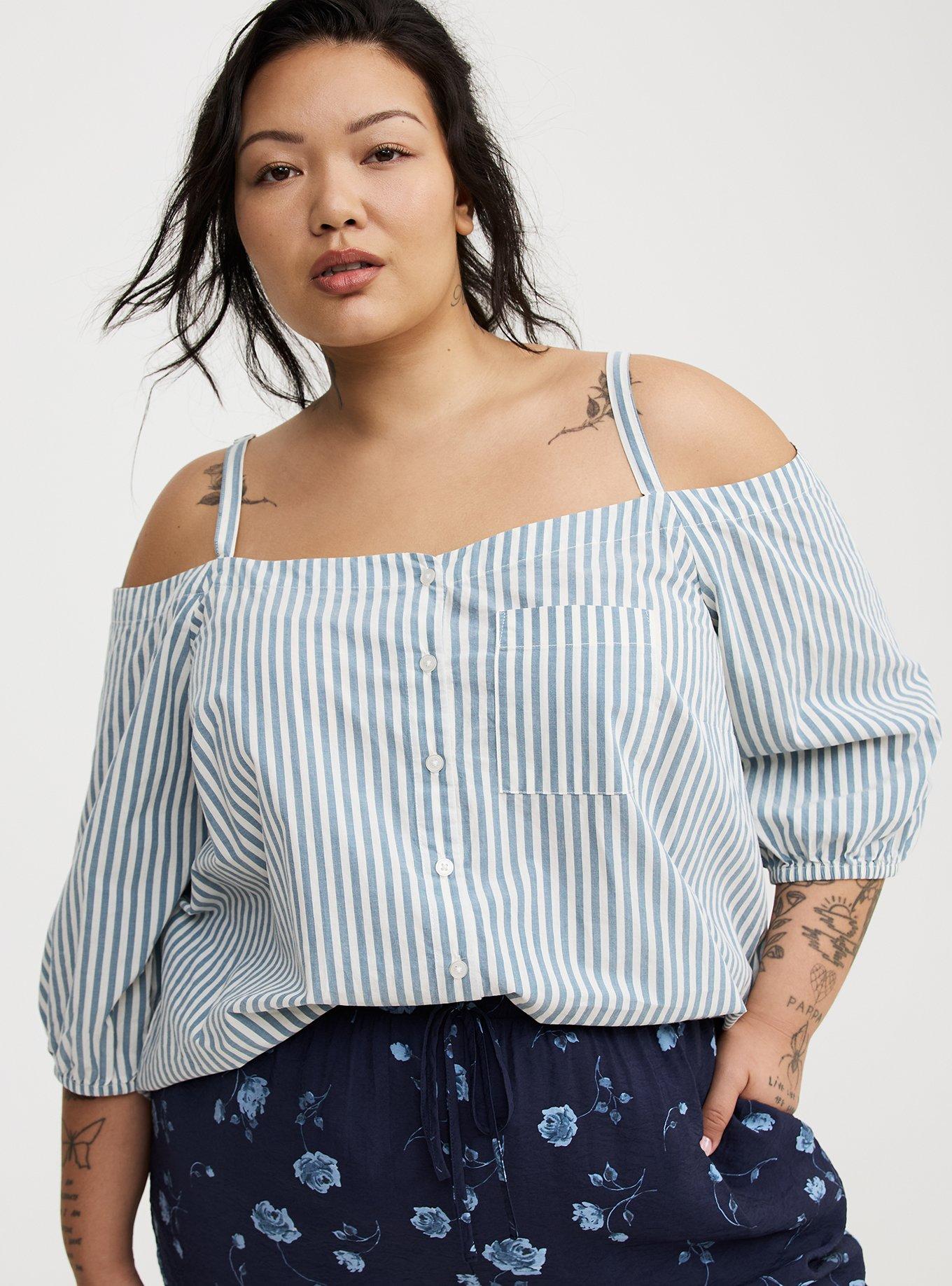 Cold-Shoulder Button-Down Shirt