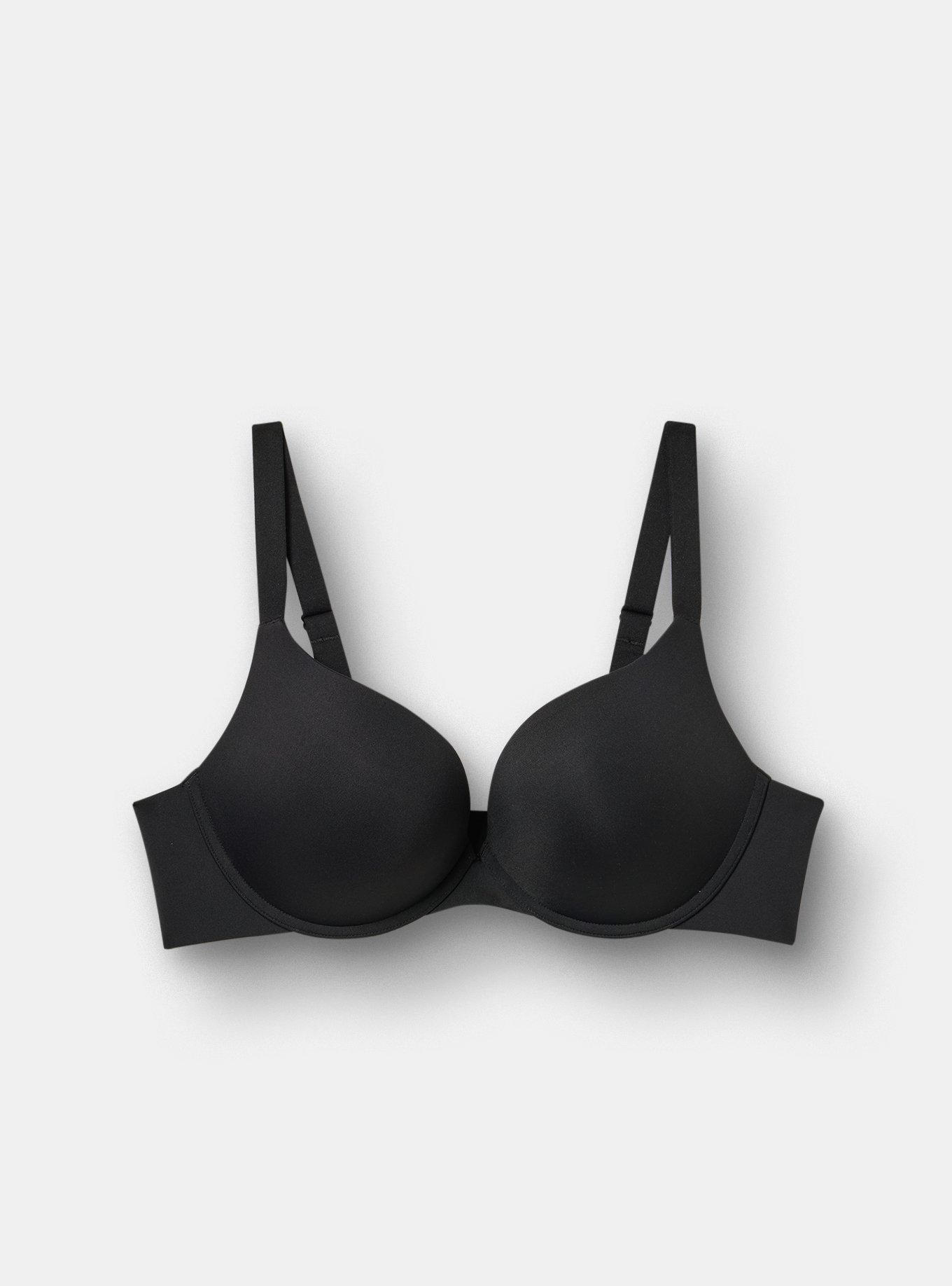 Invisible Support Plunge Push-Up Bra, RICH BLACK, flat