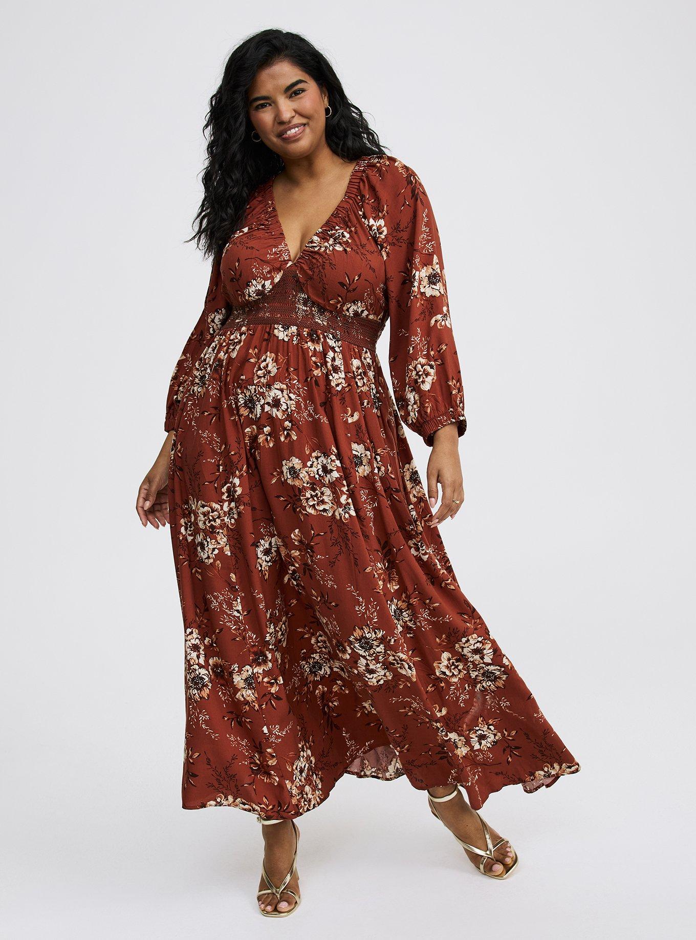 Maxi V-Neck Raglan-Sleeve Dress