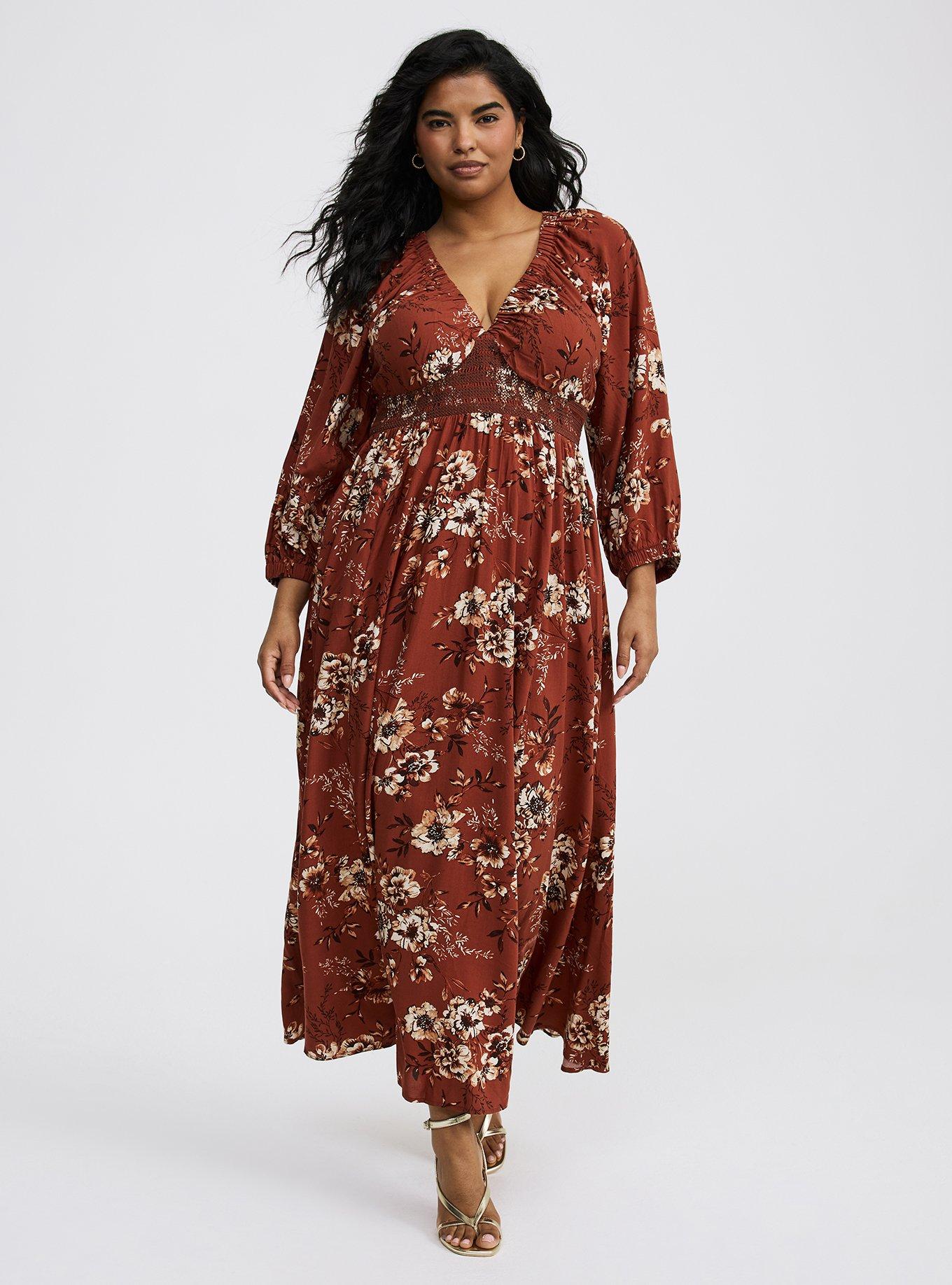Maxi V-Neck Raglan-Sleeve Dress