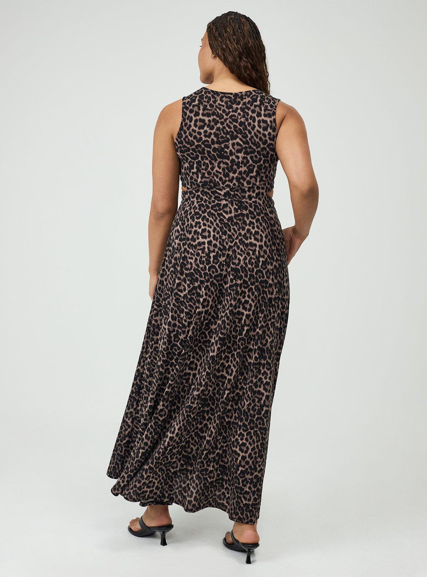 Cut-Out Waist Maxi Dress, ON THE PROWL LEOPARD BROWN, alternate