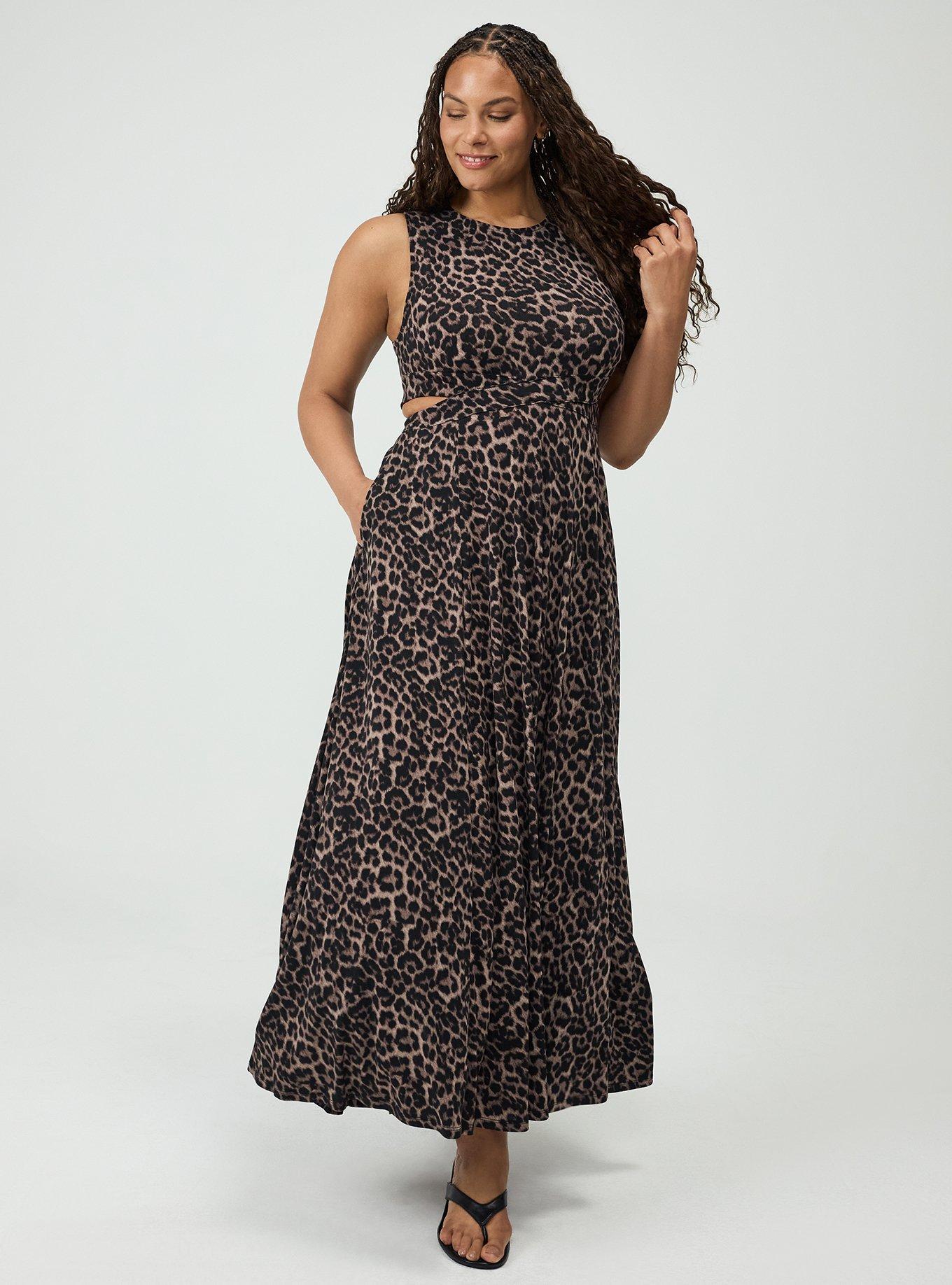 Cut-Out Waist Maxi Dress, ON THE PROWL LEOPARD BROWN, alternate
