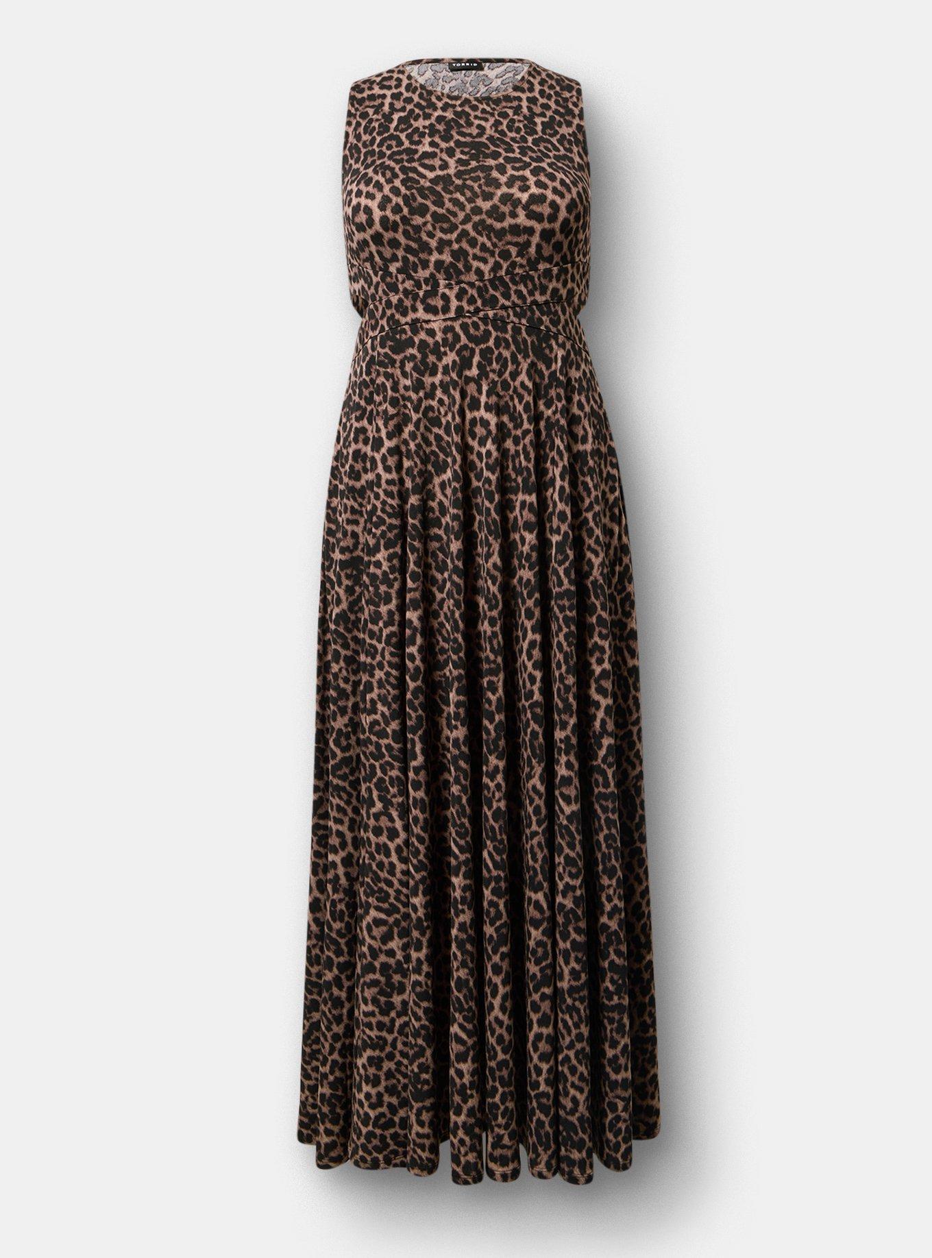 Cut-Out Waist Maxi Dress, ON THE PROWL LEOPARD BROWN, hi-res