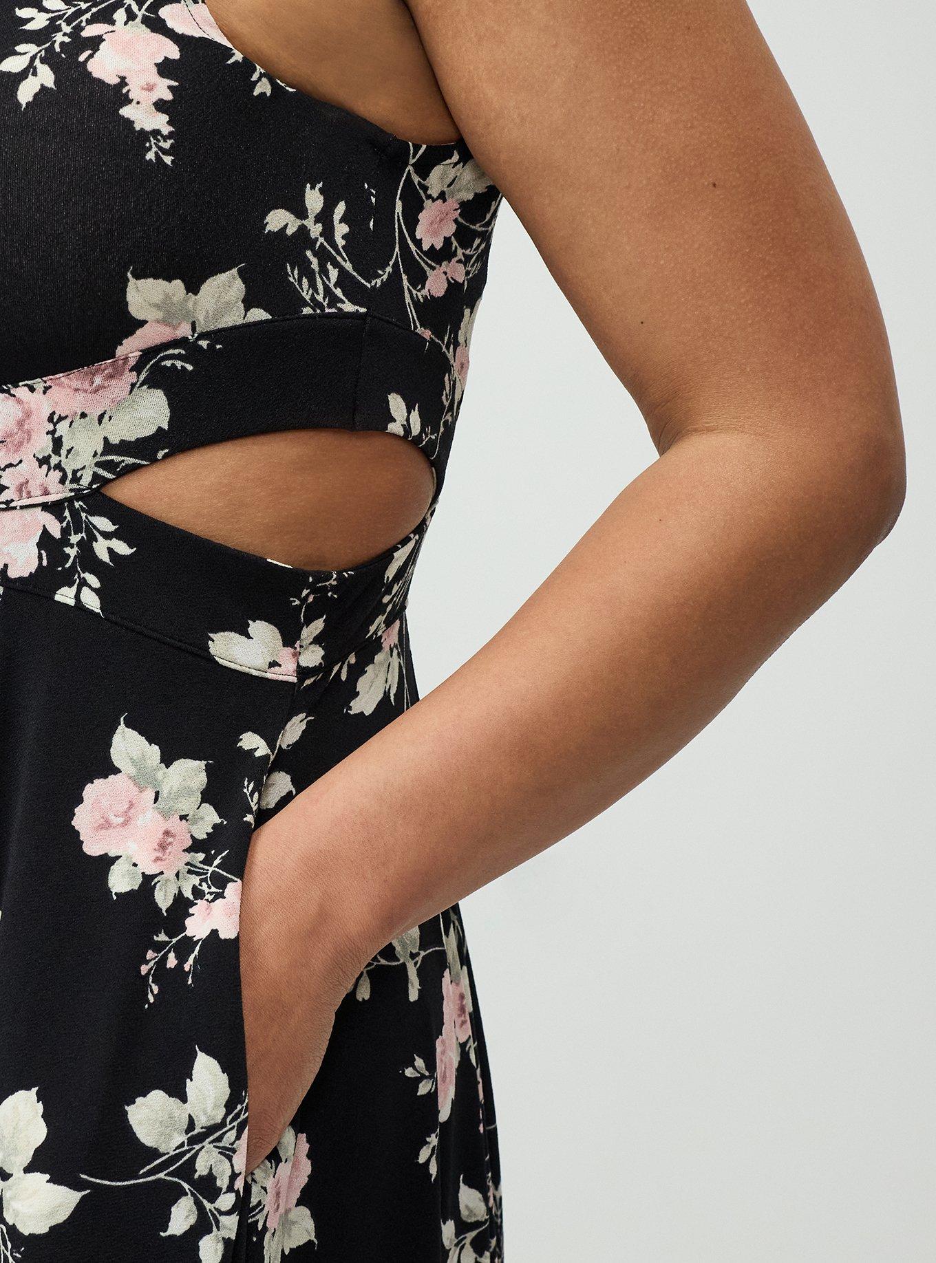 Cut-Out Waist Maxi Dress, GRACE FLORAL BLACK, alternate