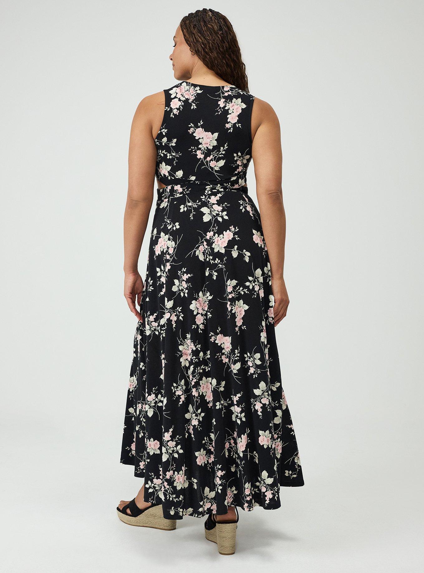 Cut-Out Waist Maxi Dress, GRACE FLORAL BLACK, alternate