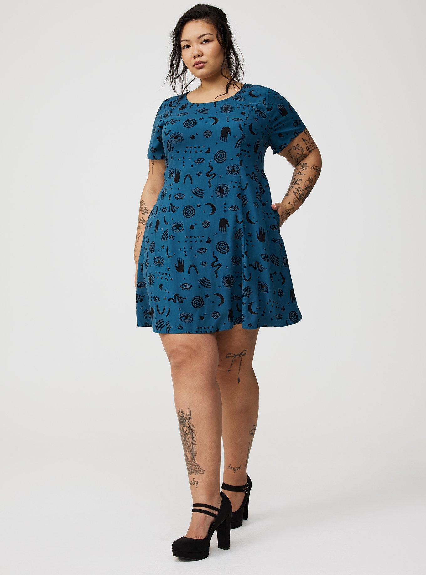 Plus Size - Mini Cap-Sleeve Trapeze Dress - Torrid