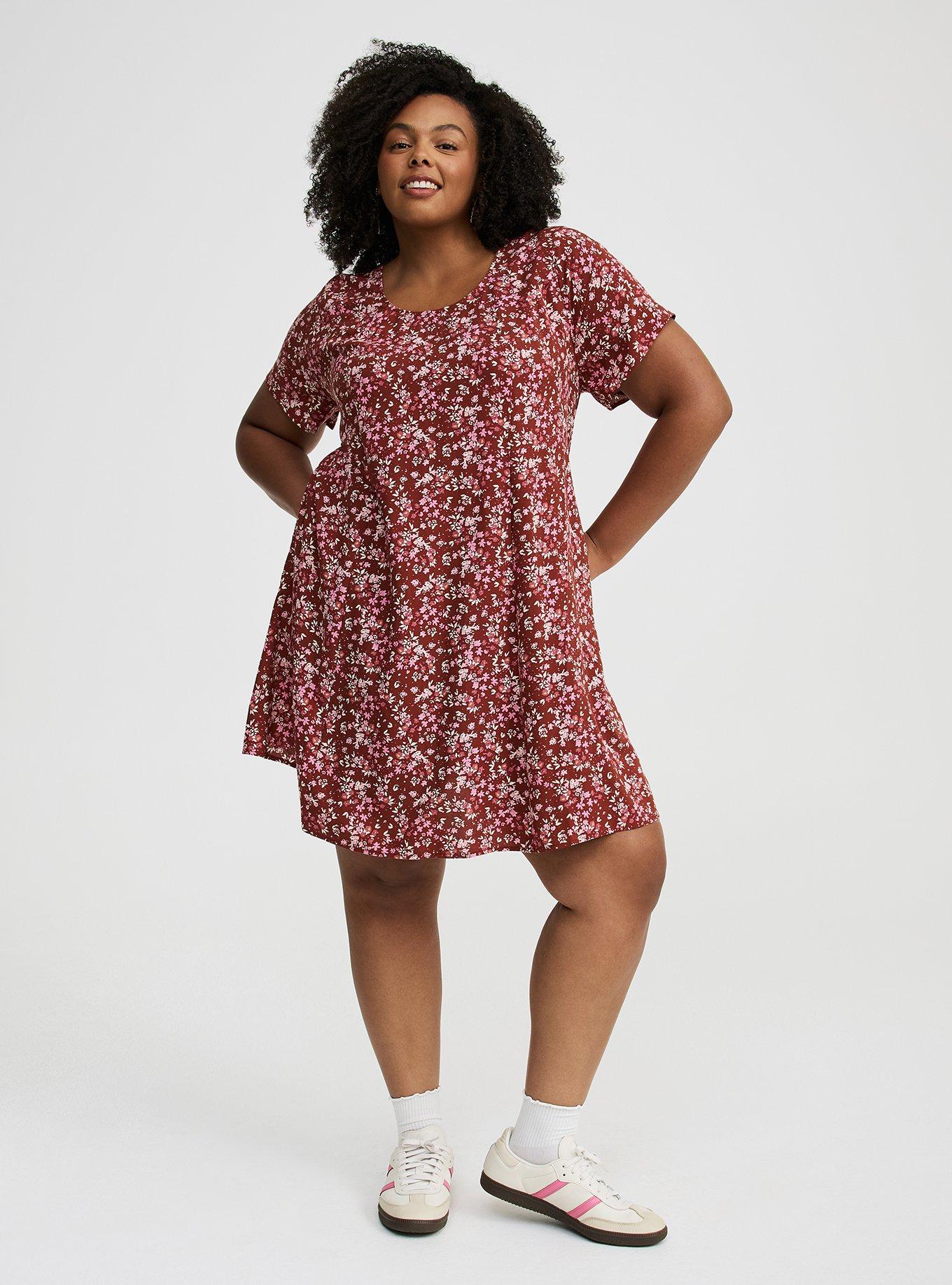 Mini Cap-Sleeve Trapeze Dress