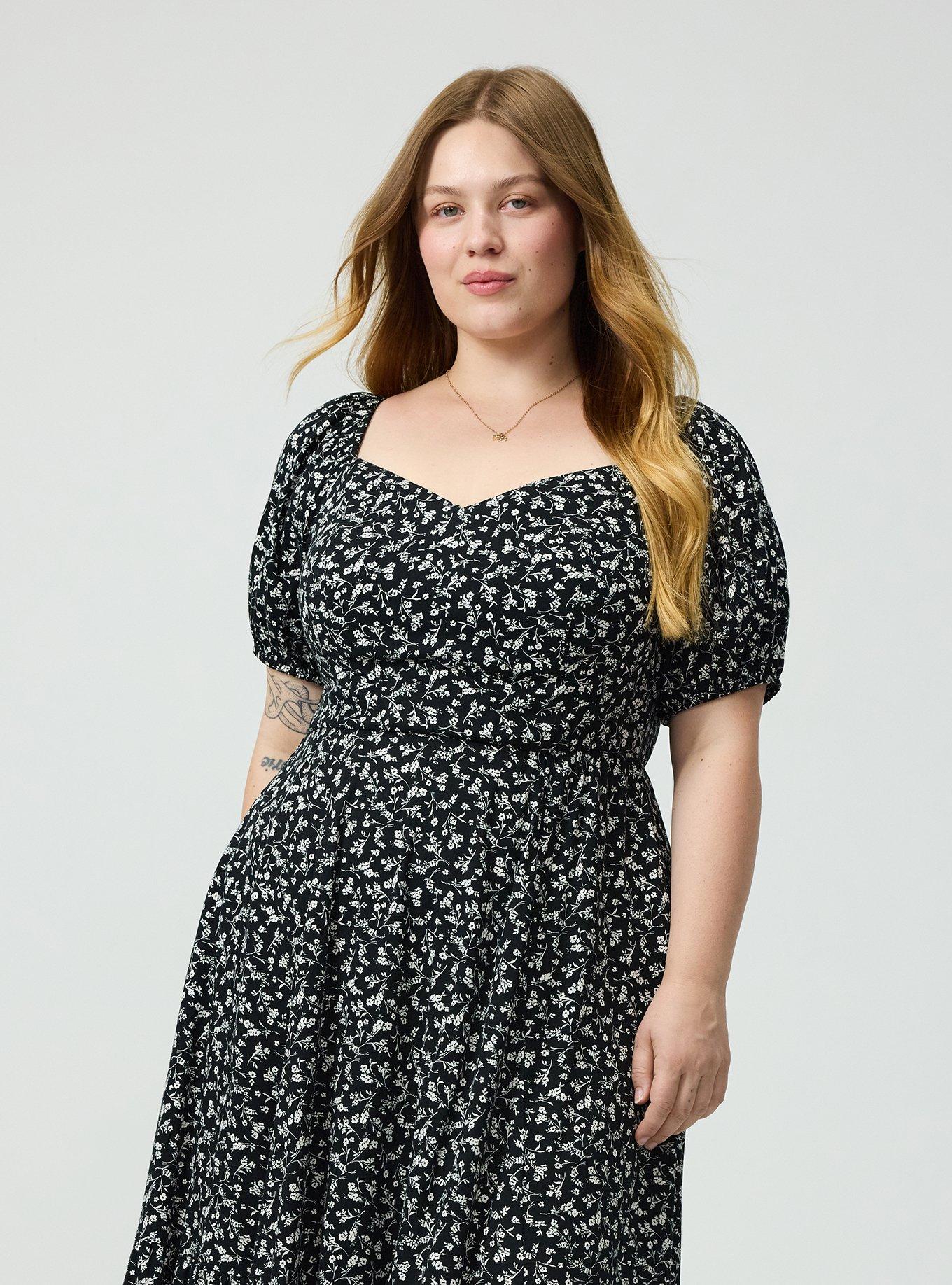 Puff Sleeve Tiered Midi Dress, NELLY FLORAL BLACK, alternate