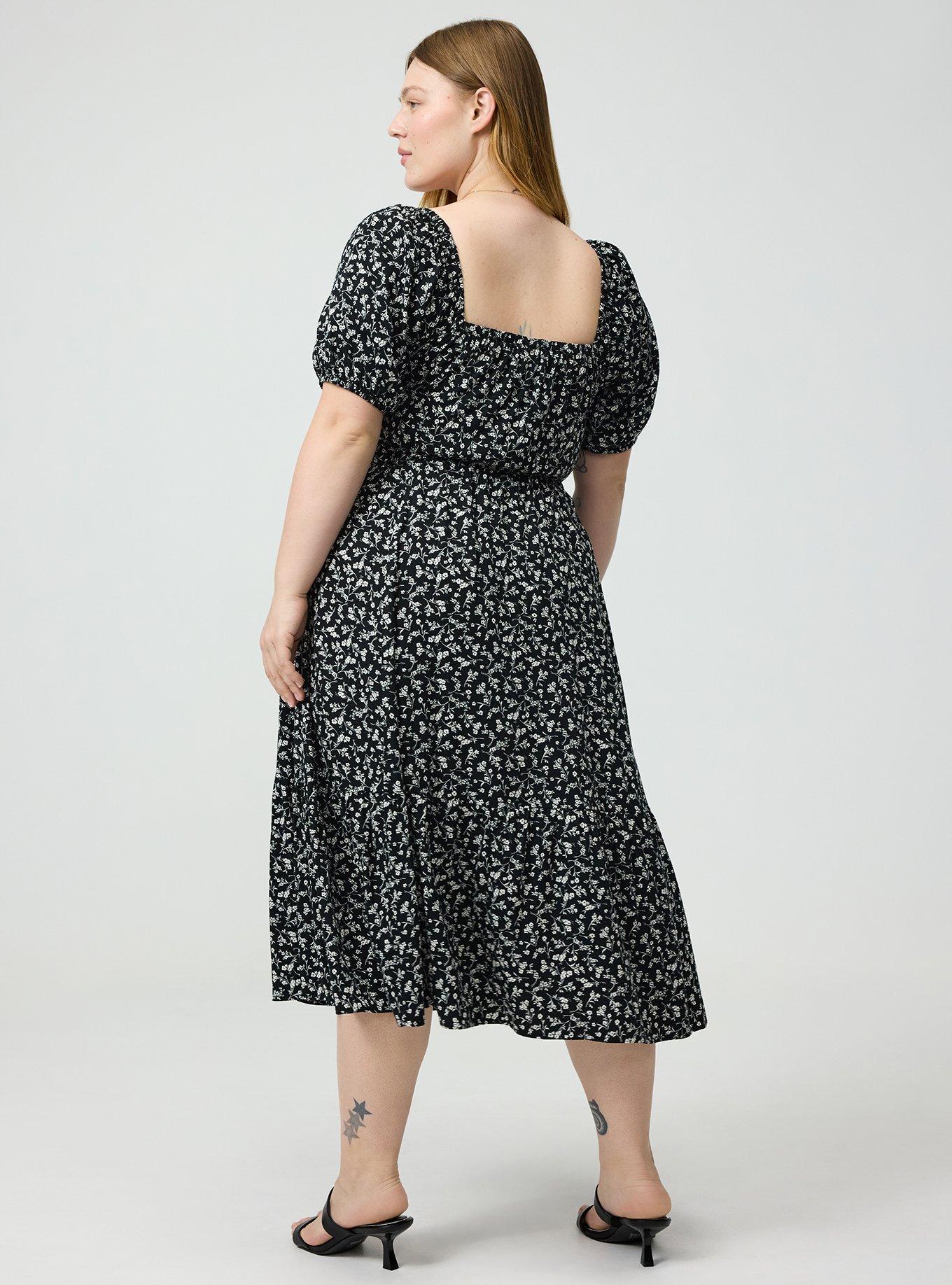Puff Sleeve Tiered Midi Dress, NELLY FLORAL BLACK, alternate