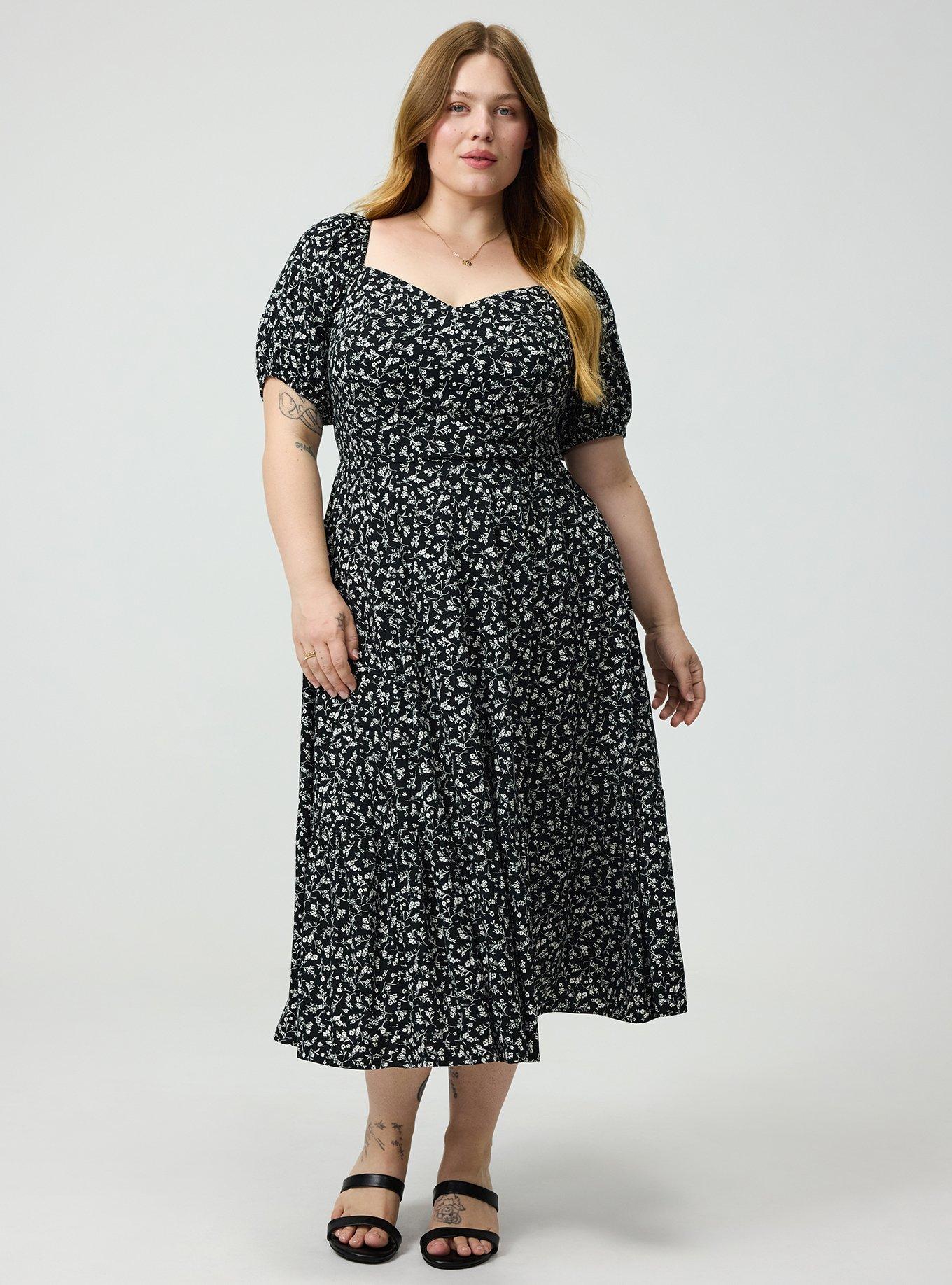 Puff Sleeve Tiered Midi Dress, NELLY FLORAL BLACK, alternate