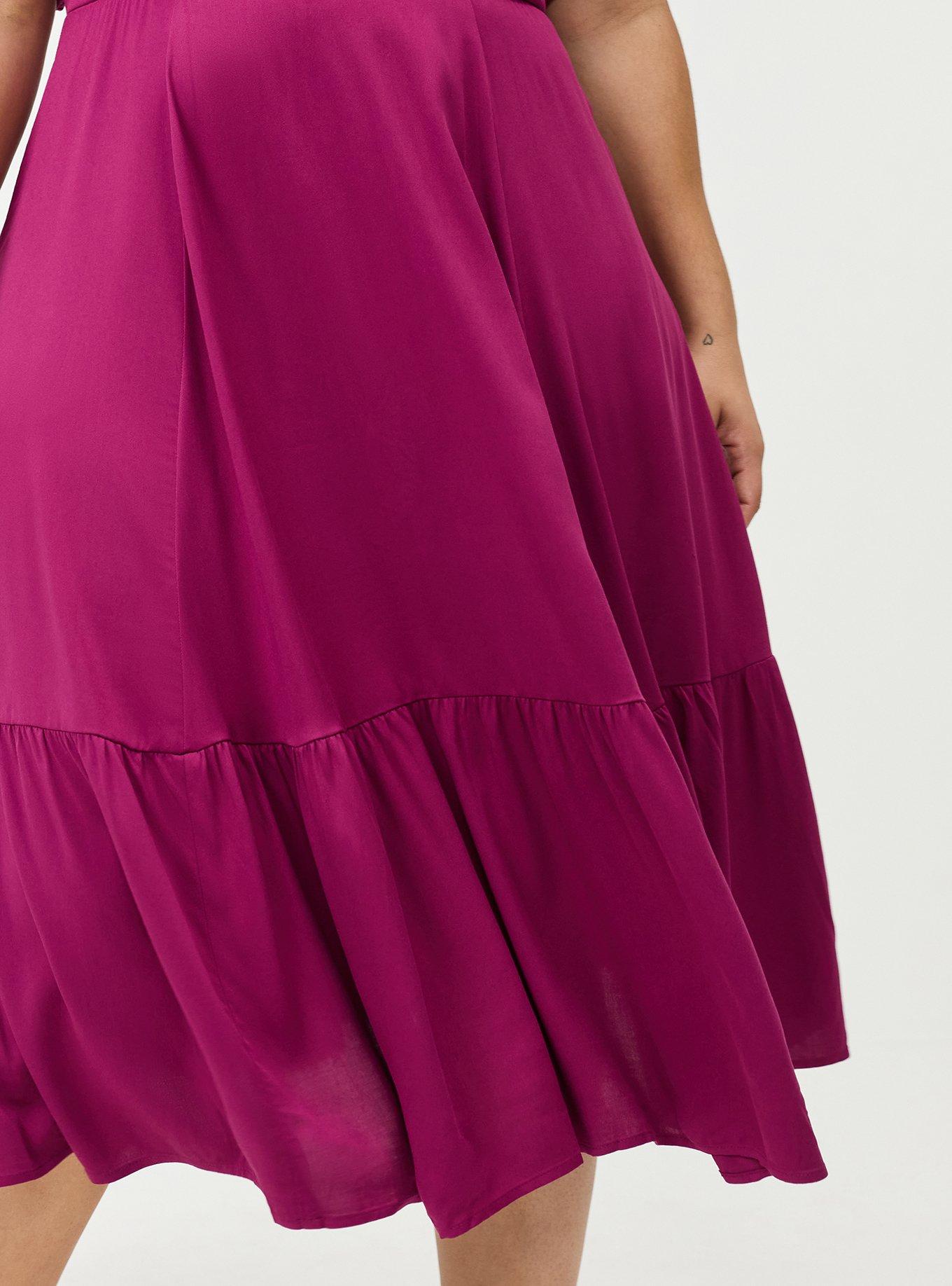 Puff Sleeve Tiered Midi Dress, PURPLE POTION, alternate