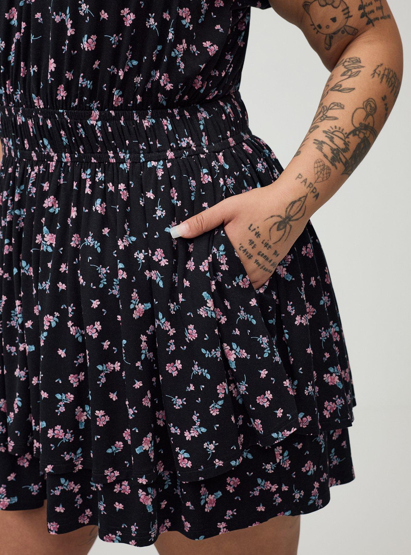 Puff Sleeve Tiered Romper, ALEXA DITSY FLORAL BLACK, alternate