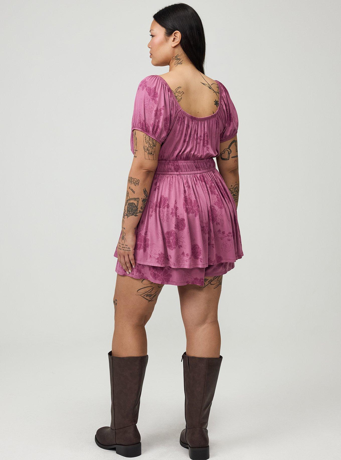 Puff Sleeve Tiered Romper, SUZY FLORAL MAUVE, alternate
