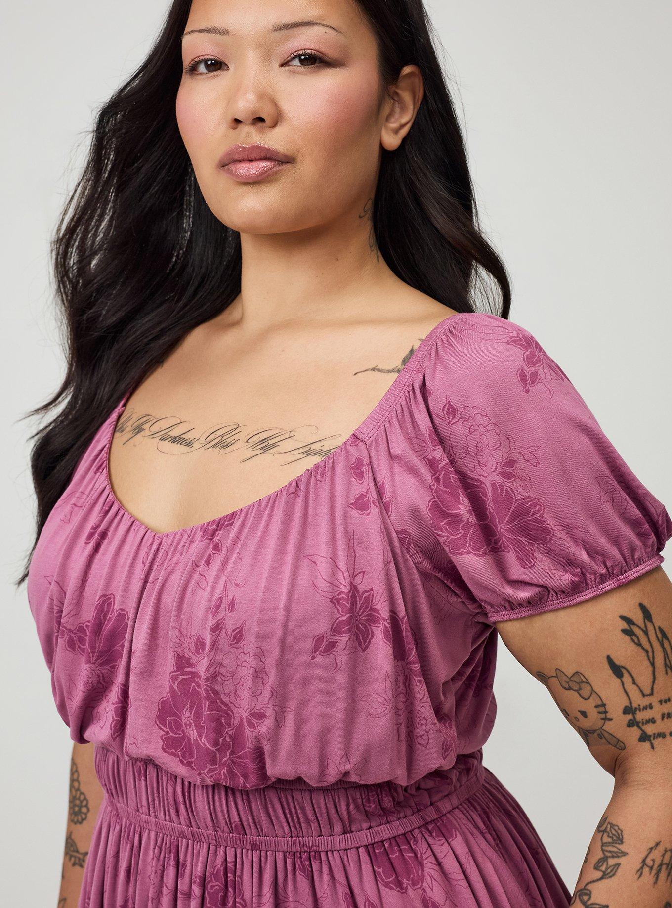 Puff Sleeve Tiered Romper, SUZY FLORAL MAUVE, alternate