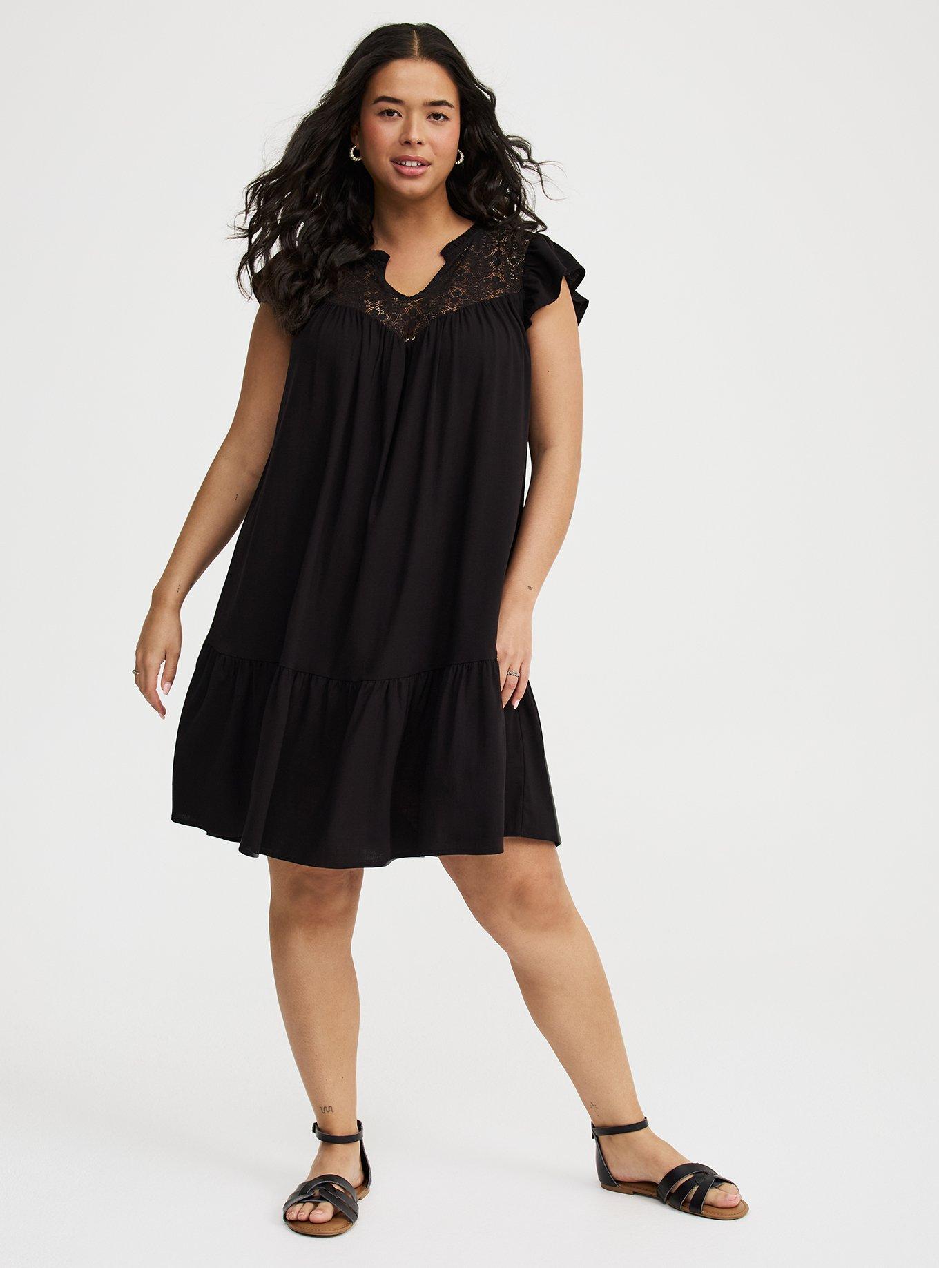 Mini Ruffle-Sleeve Drop-Waist Dress