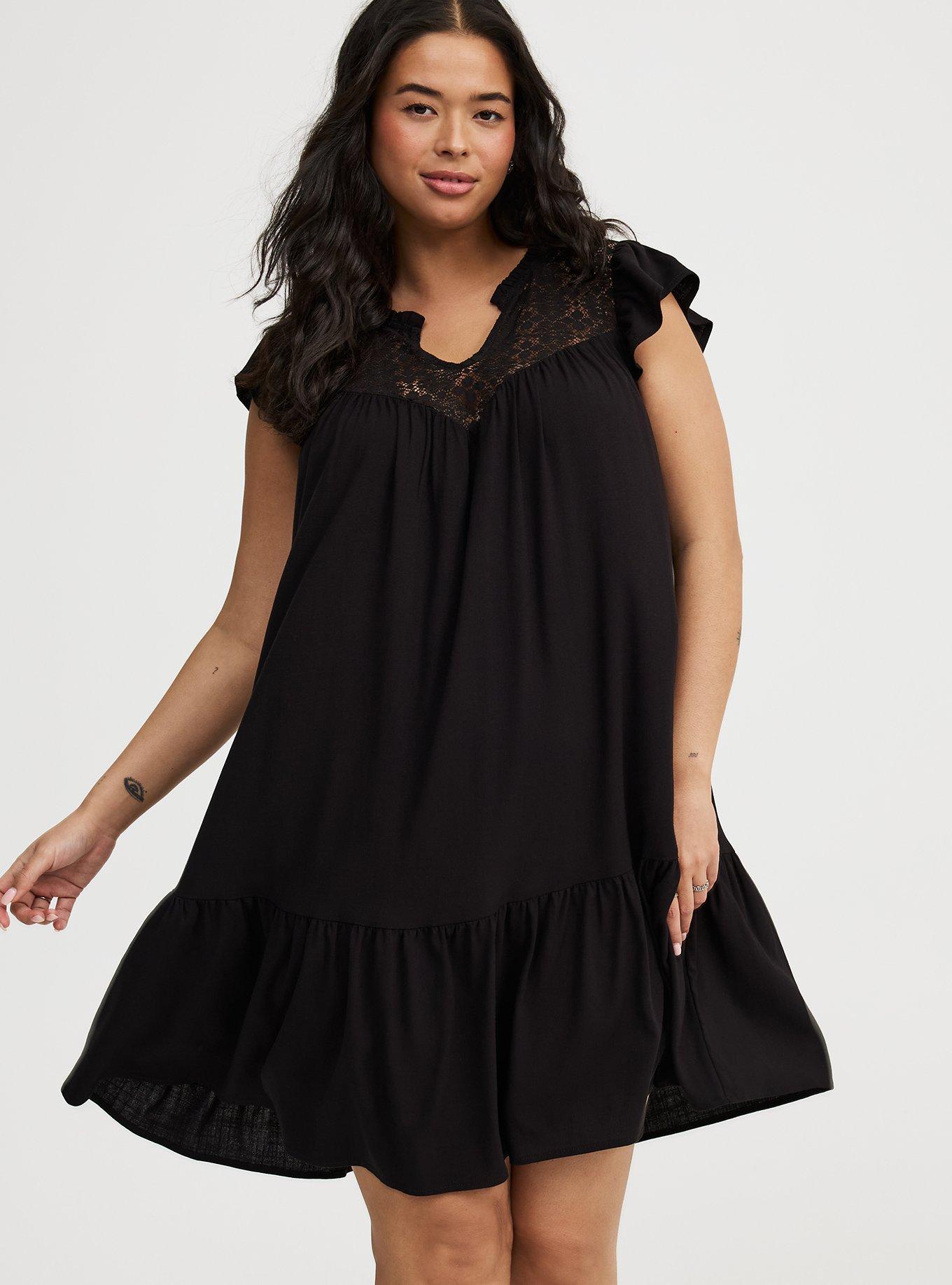 Mini Ruffle-Sleeve Drop-Waist Dress